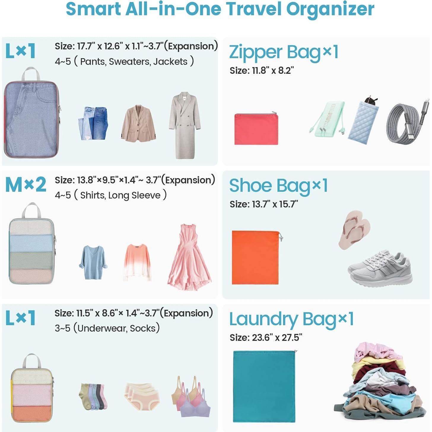 Cubos de Compresión Cambond 7 Set Multicolor para Viaje