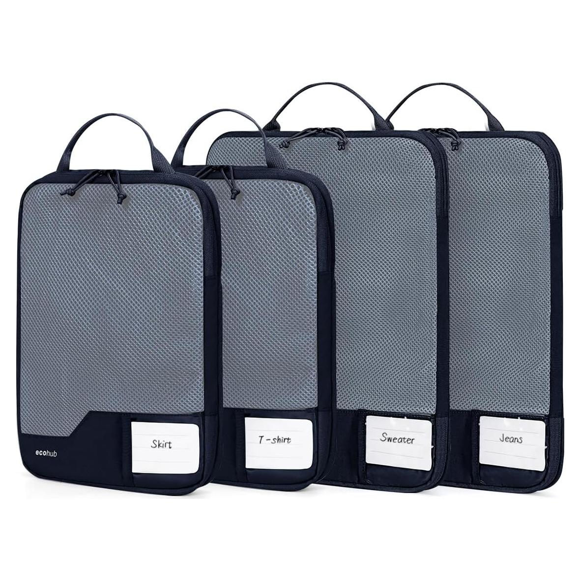 Cubos de Empaque ECOHUB Set de 4 para Viaje Azul Marino