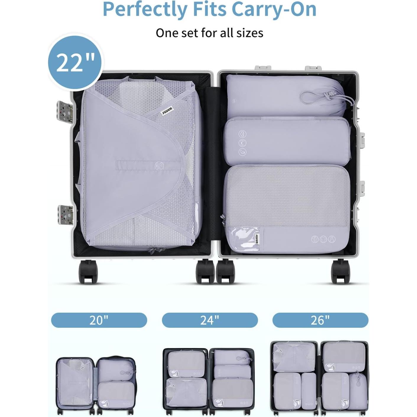 Set de Cubos de Compresión WANDF 7 Piezas para Viajes