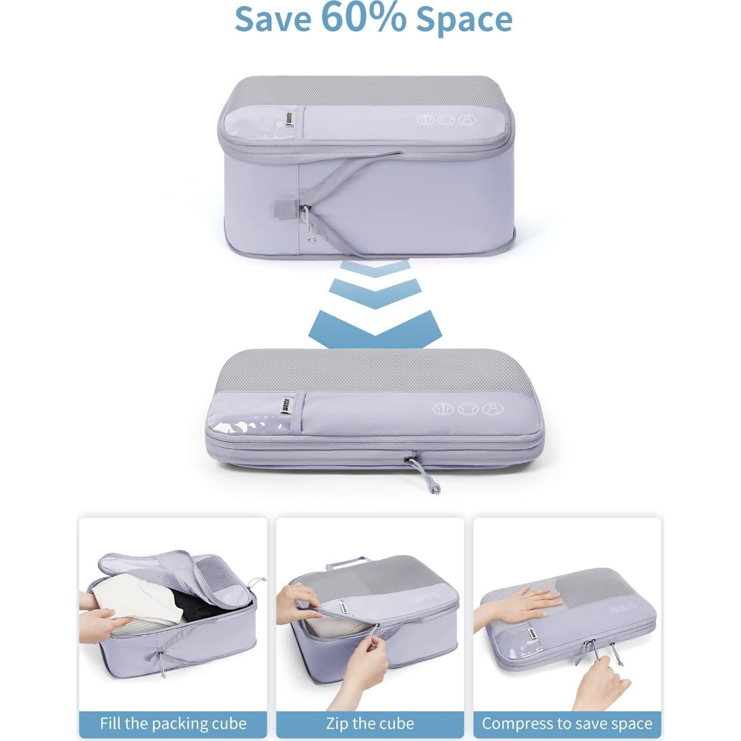 Set de Cubos de Compresión WANDF 7 Piezas para Viajes