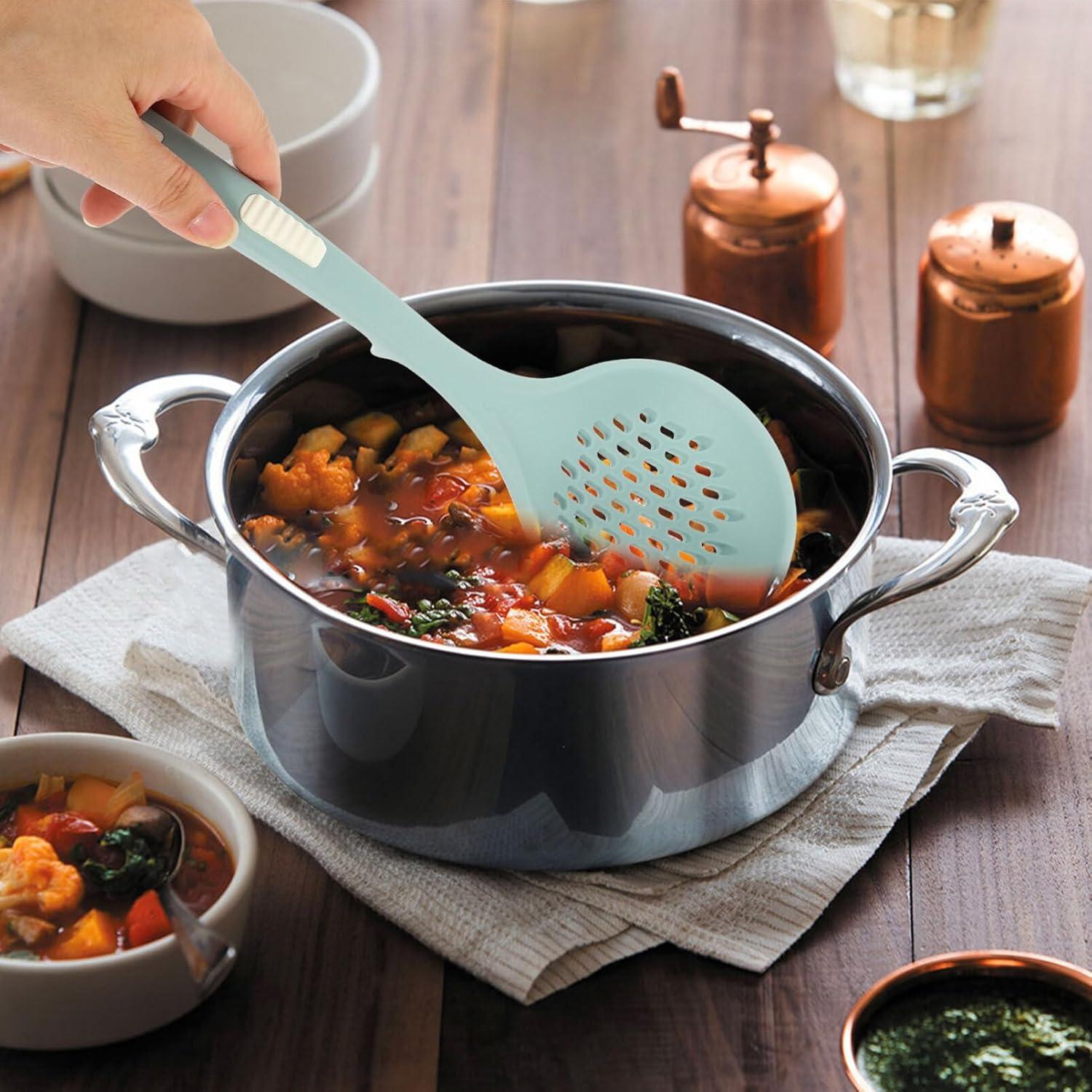 Cuchara Ranurada de Silicona Kichvoe 31 cm Azul para Cocina