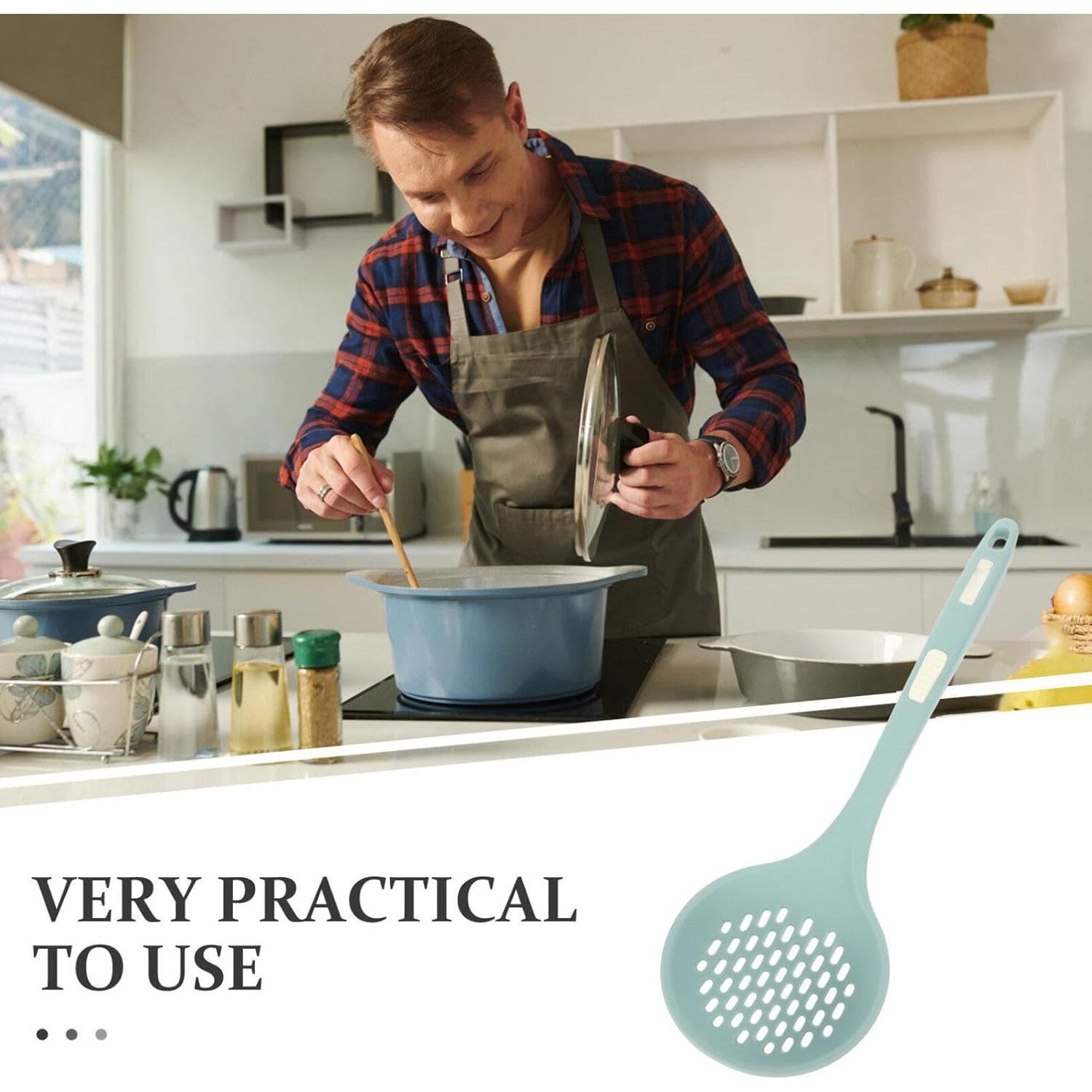 Cuchara Ranurada de Silicona Kichvoe 31 cm Azul para Cocina