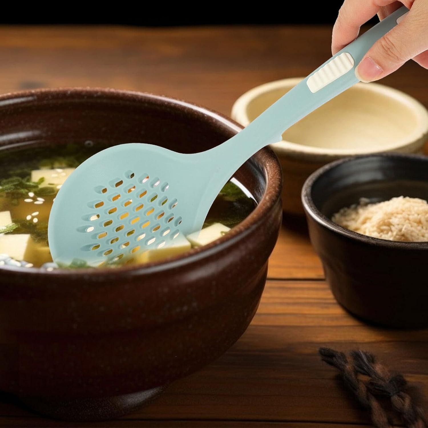 Cuchara Ranurada de Silicona Kichvoe 31 cm Azul para Cocina