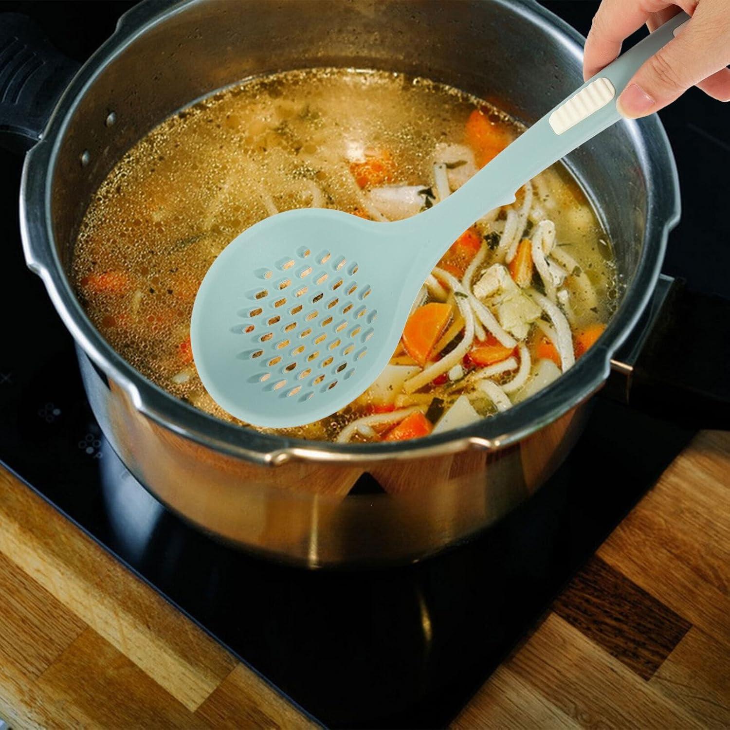 Cuchara Ranurada de Silicona Kichvoe 31 cm Azul para Cocina