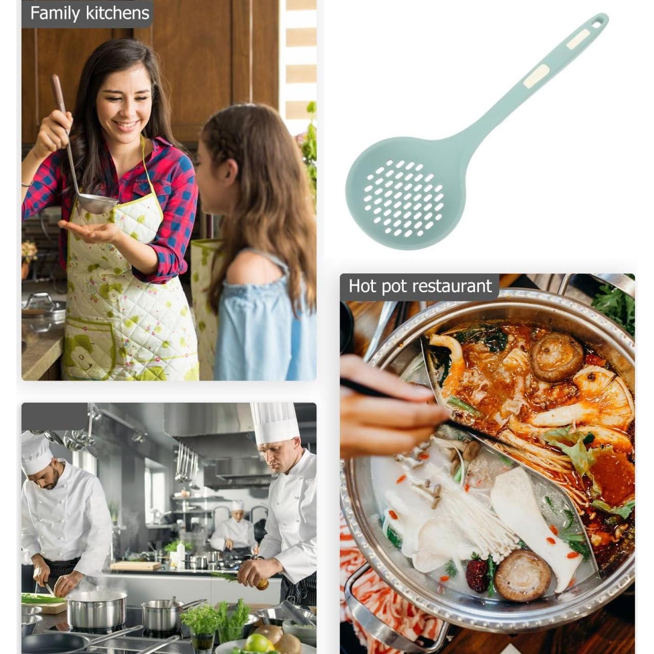 Cuchara Ranurada de Silicona Kichvoe 31 cm Azul para Cocina