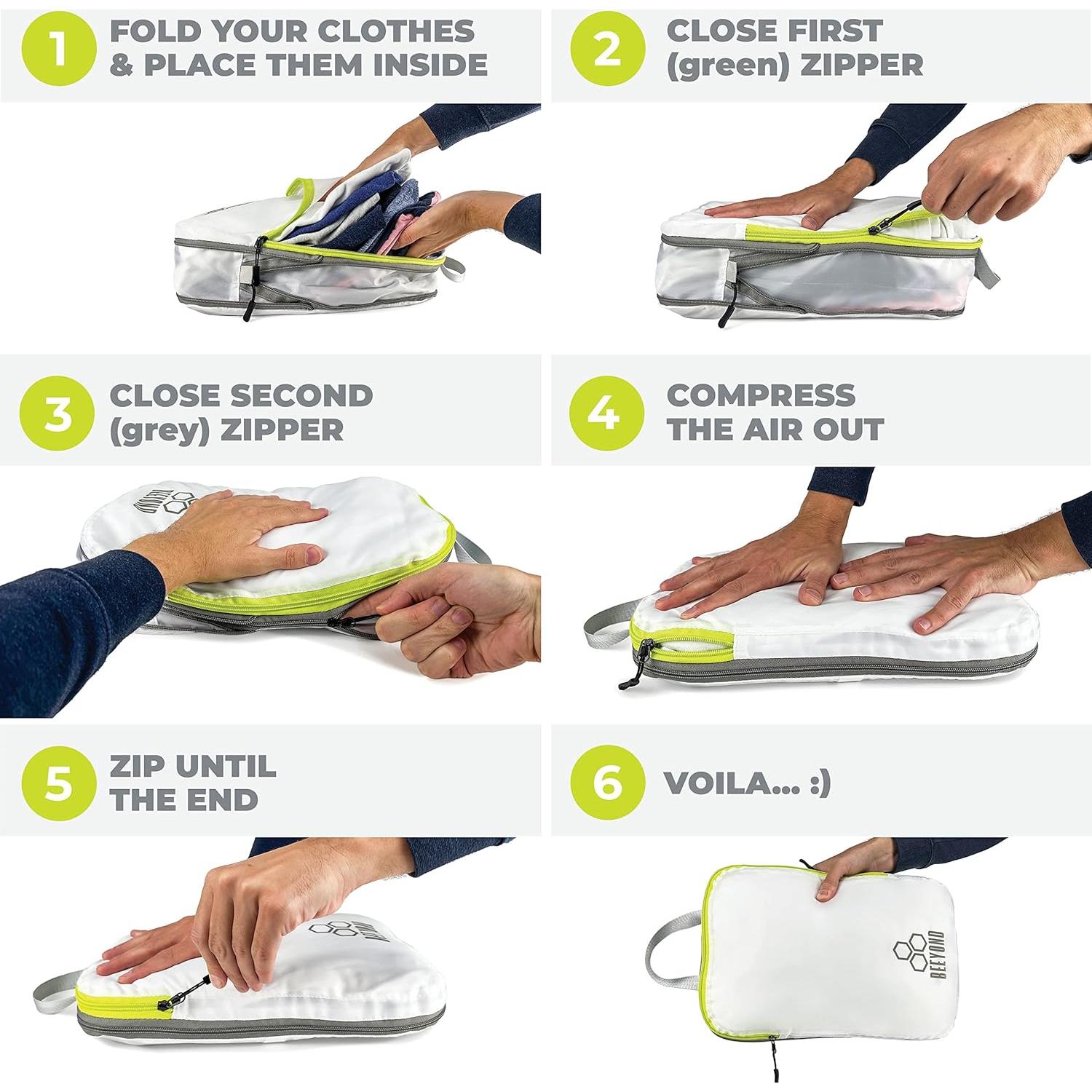 Juego de Cubos de Compresión Beeyond - 6 Piezas para Viaje