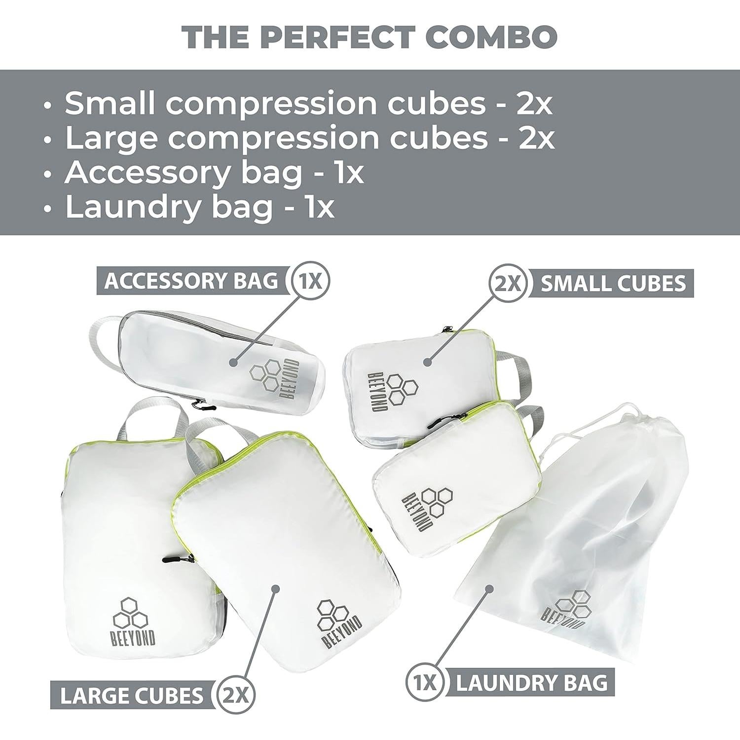 Juego de Cubos de Compresión Beeyond - 6 Piezas para Viaje