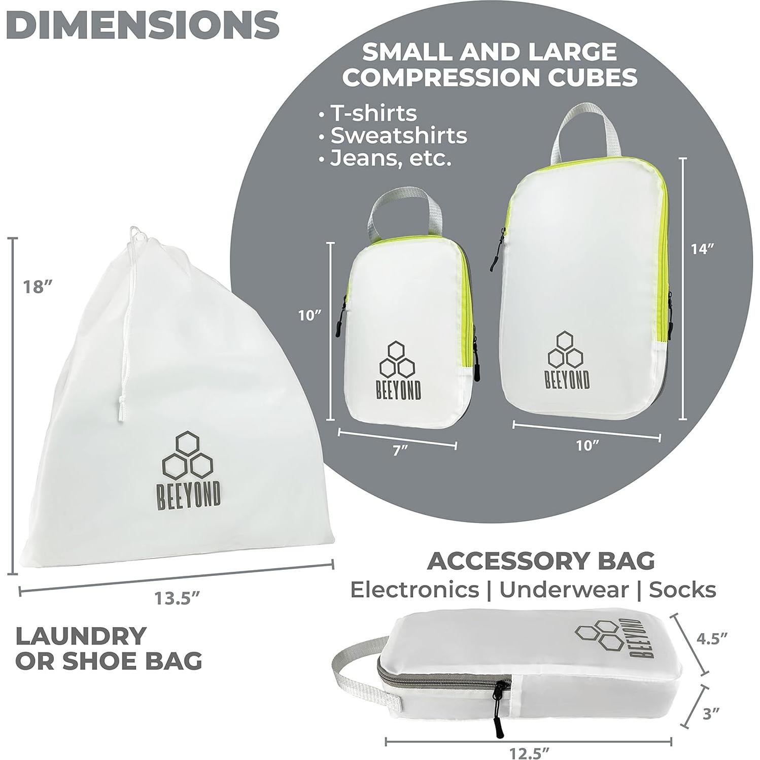 Juego de Cubos de Compresión Beeyond - 6 Piezas para Viaje