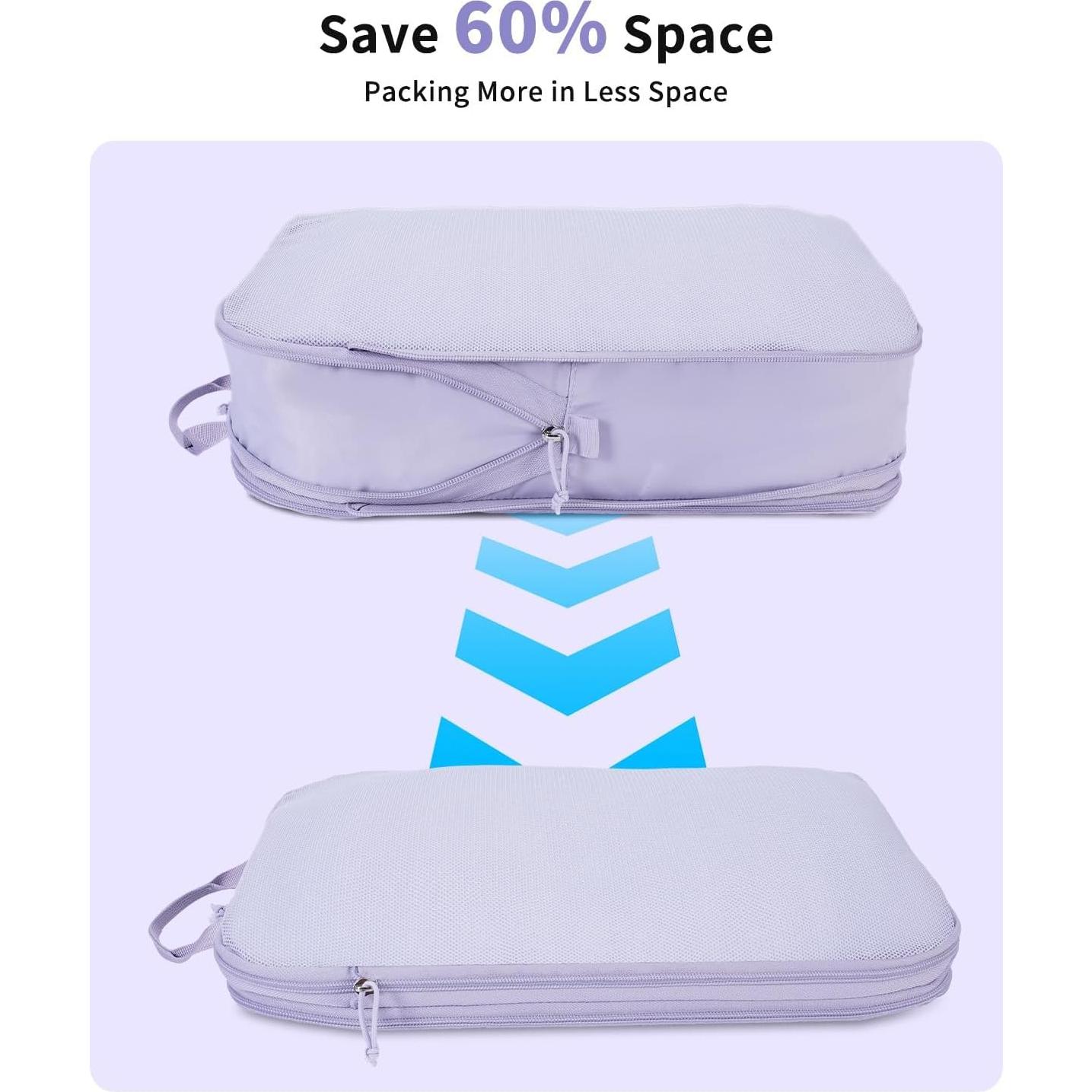 Set de 7 Cubos de Compresión para Viaje Ceneda - Gris Púrpura