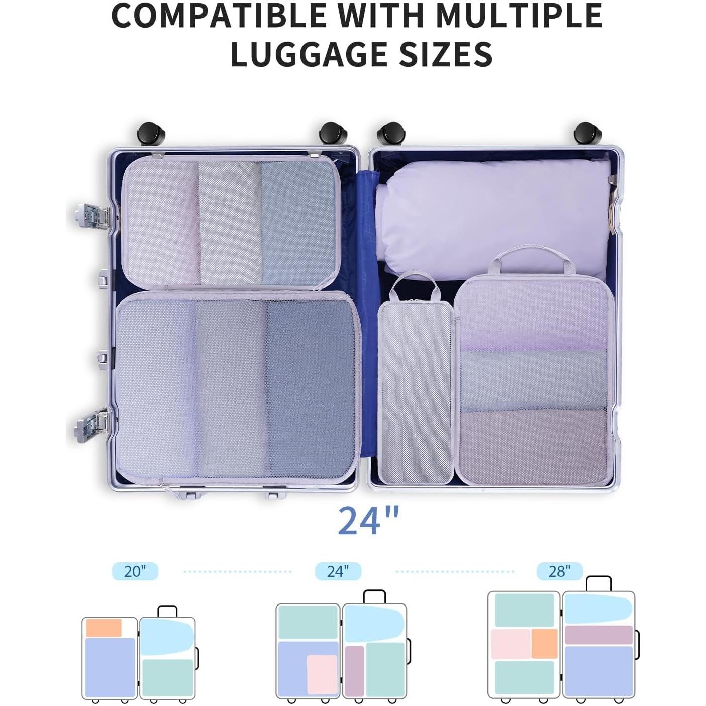 Set de 7 Cubos de Compresión para Viaje Ceneda - Gris Púrpura