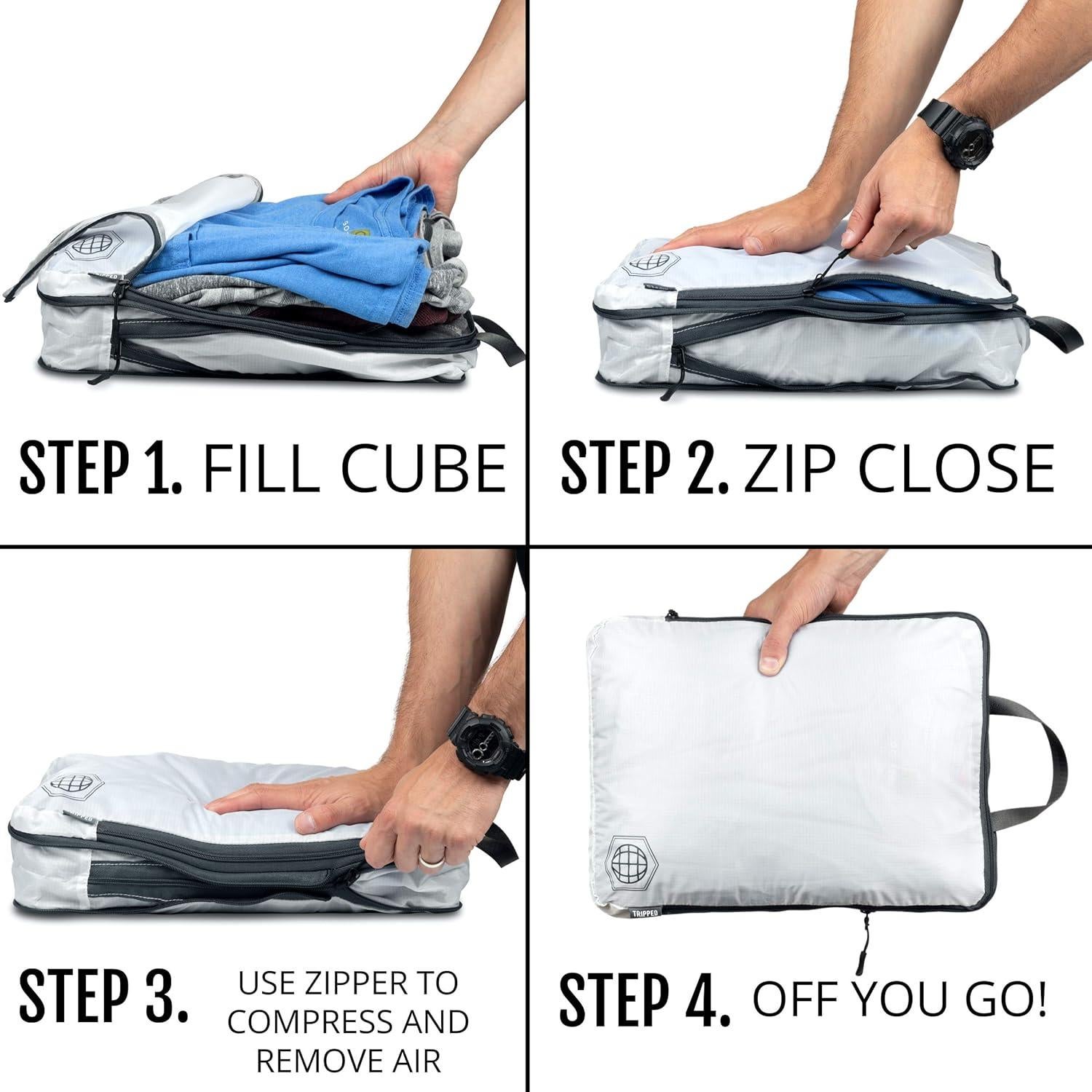 Juego de Cubos de Compresión Grande 6 Piezas TRIPPED Travel Gear