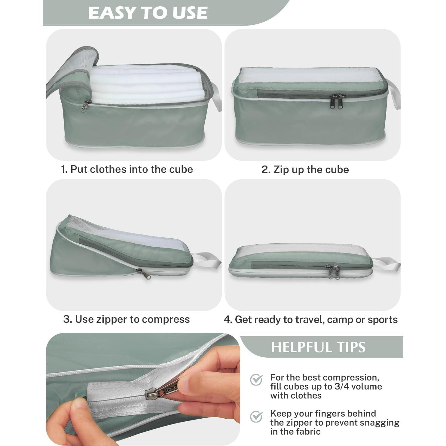 Gonex 8 Set Cubos de Compresión para Empaque de Viaje Gris