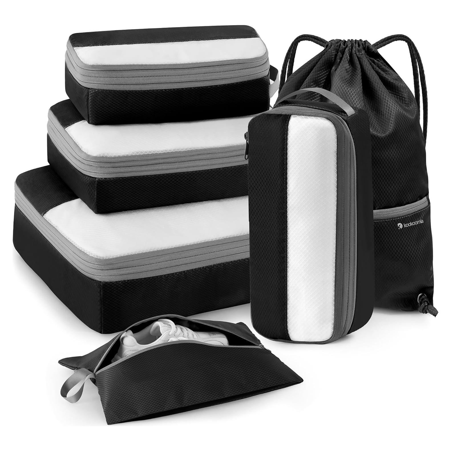 Set de 6 Cubos de Compresión Kookoomia para Viaje Negro