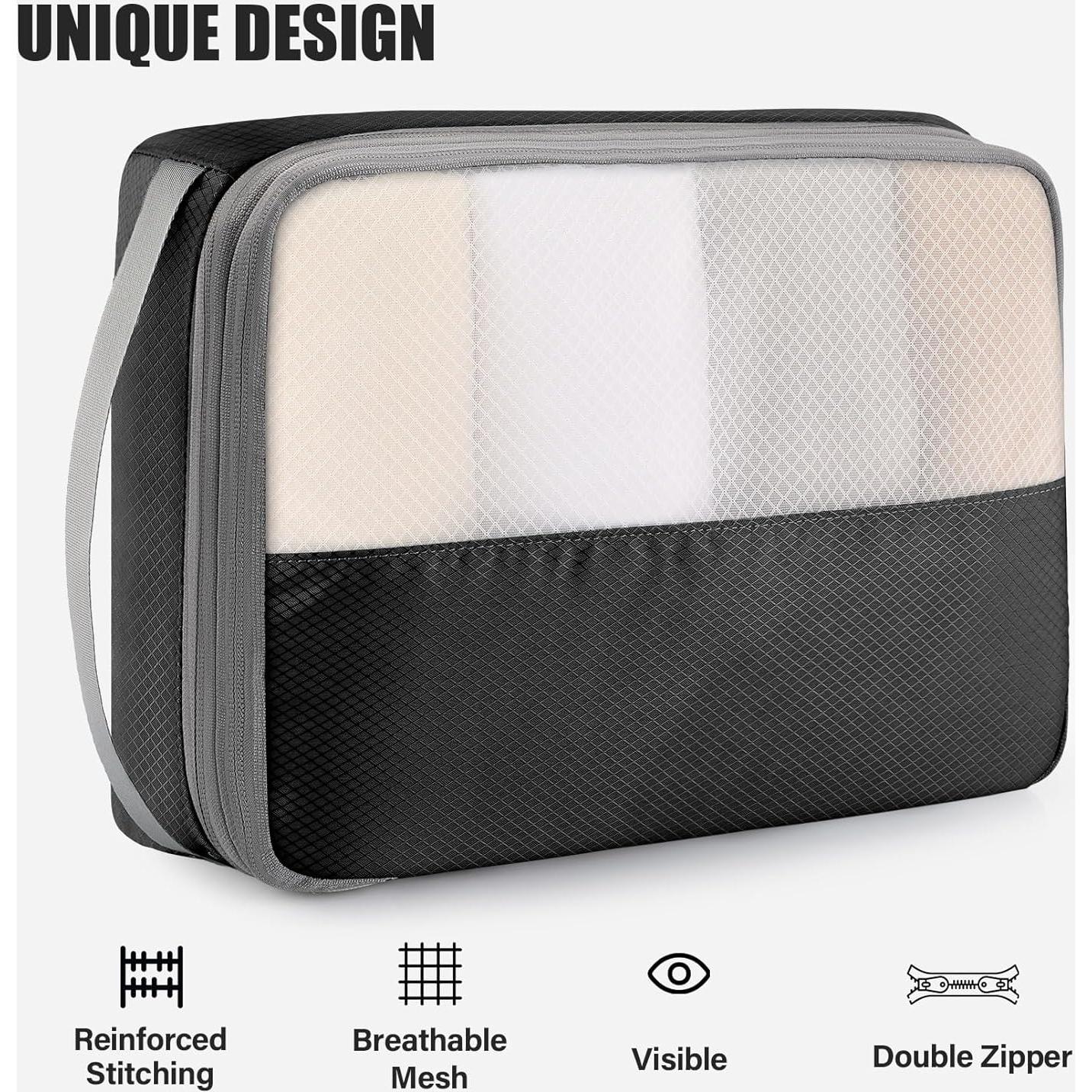 Set de 6 Cubos de Compresión Kookoomia para Viaje Negro