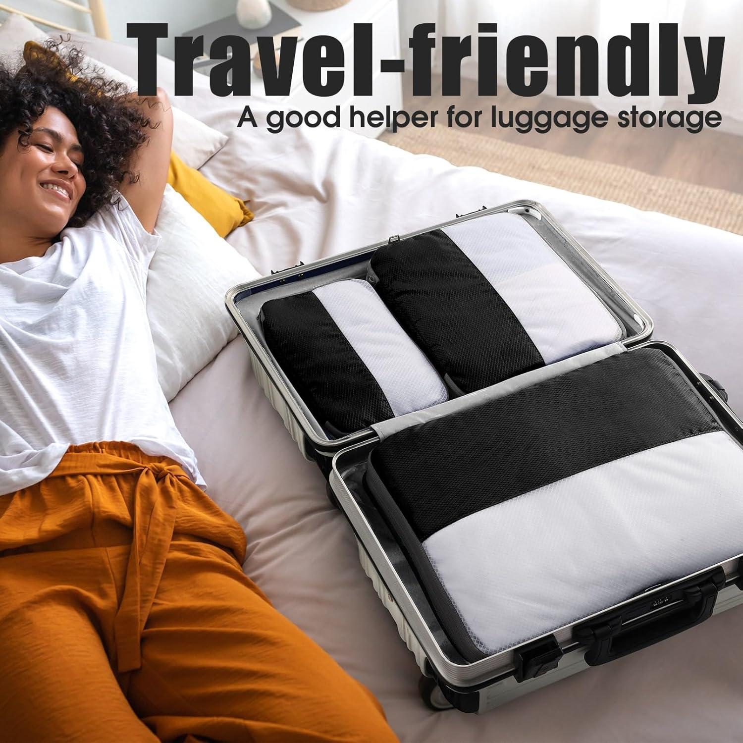 Set de 6 Cubos de Compresión Kookoomia para Viaje Negro