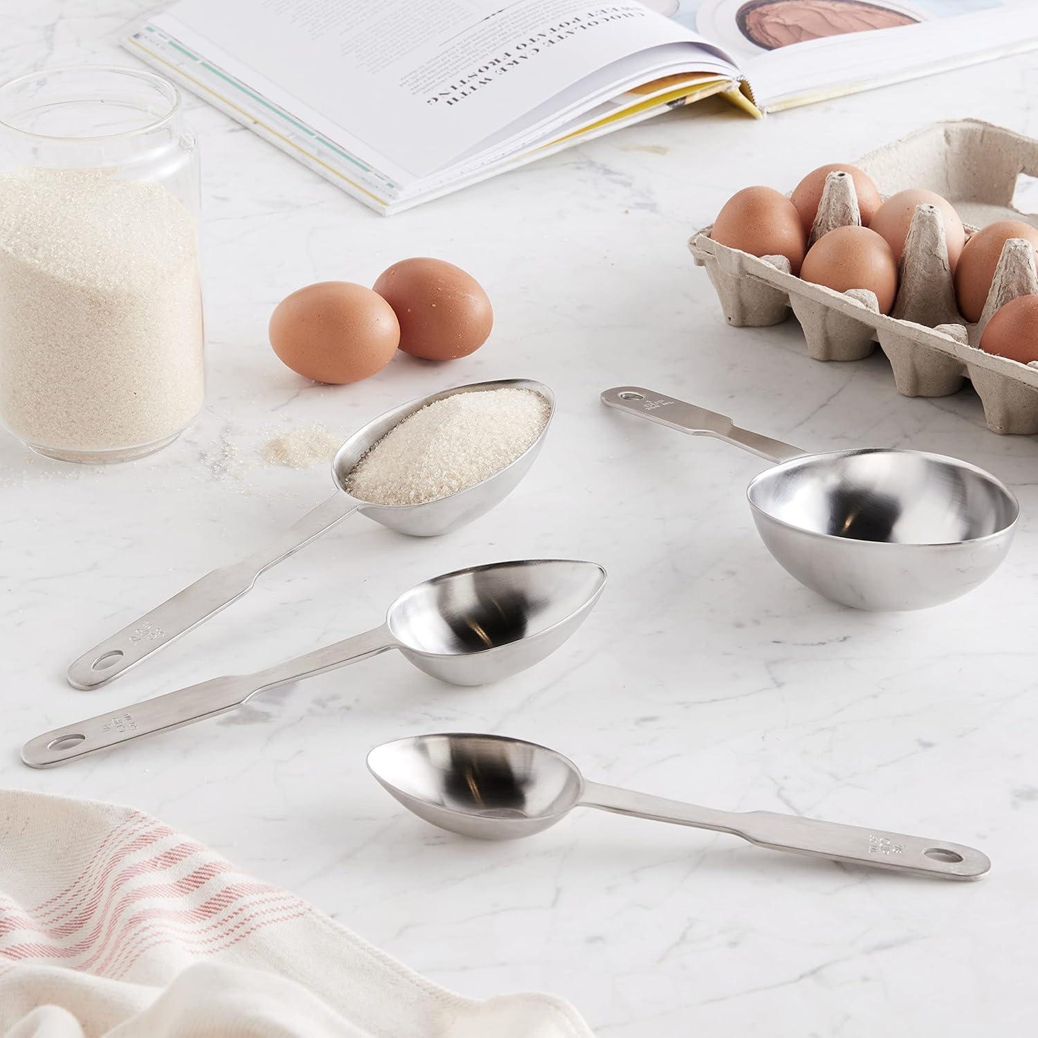 Juego de 4 Tazas Medidoras Norpro Acero Inoxidable con Equivalentes Métricos