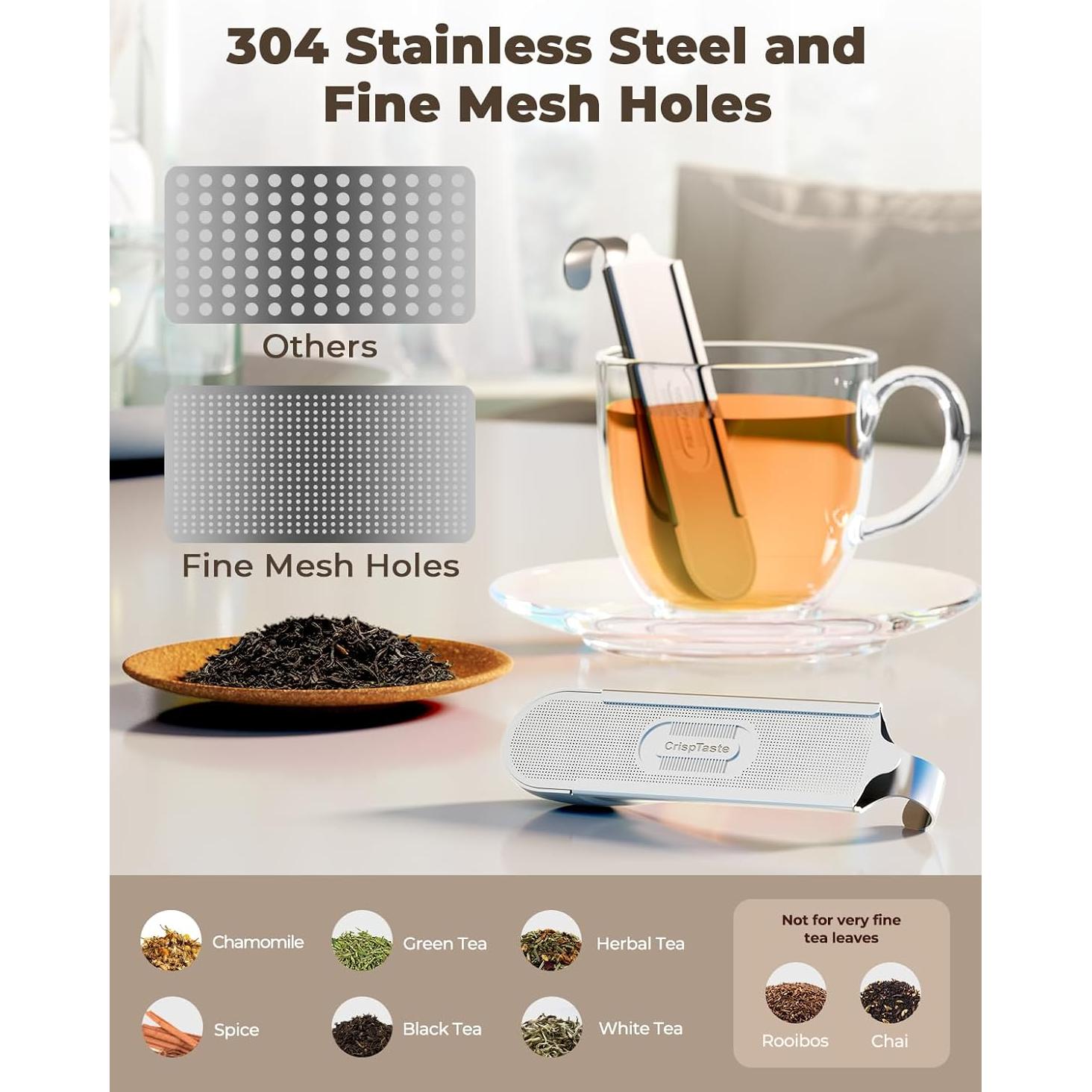 Infusor de Té Suelto CrispTaste 2-en-1 Acero Inoxidable 304
