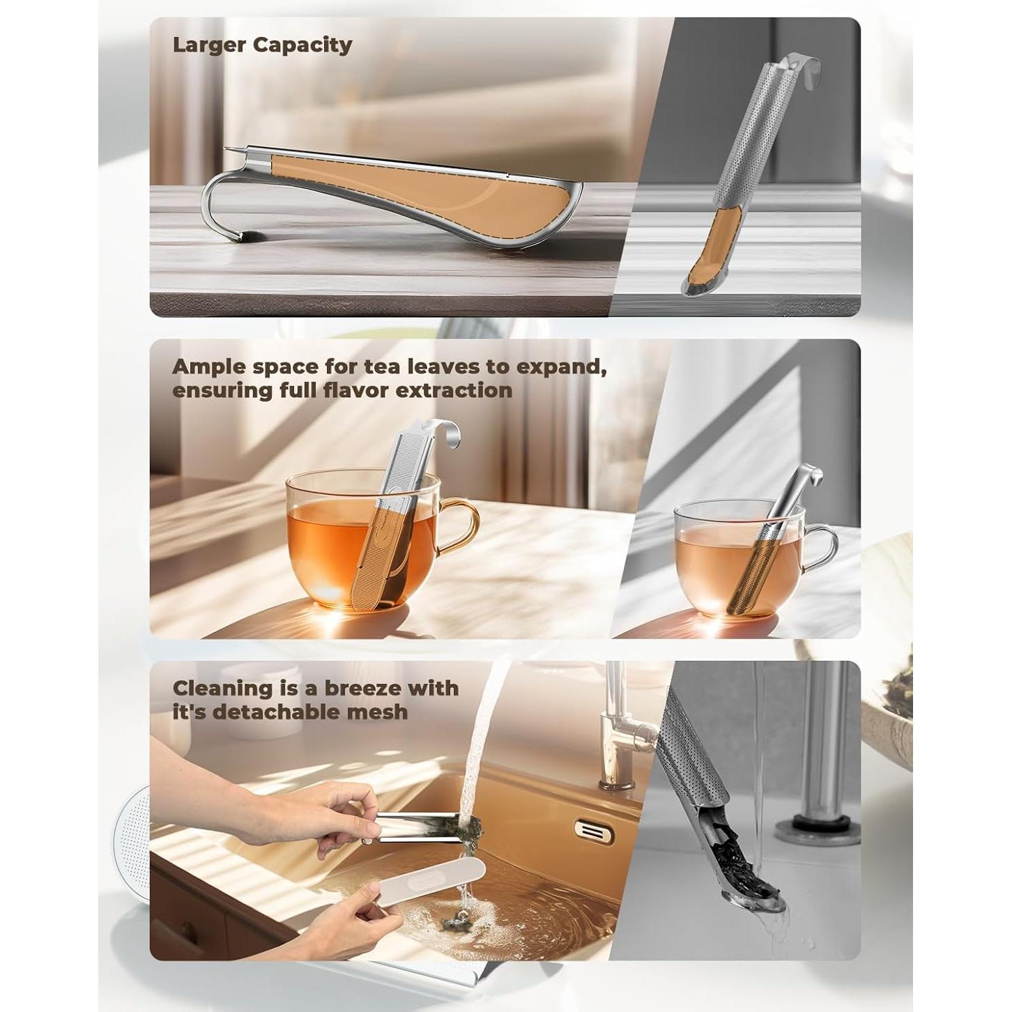 Infusor de Té Suelto CrispTaste 2-en-1 Acero Inoxidable 304