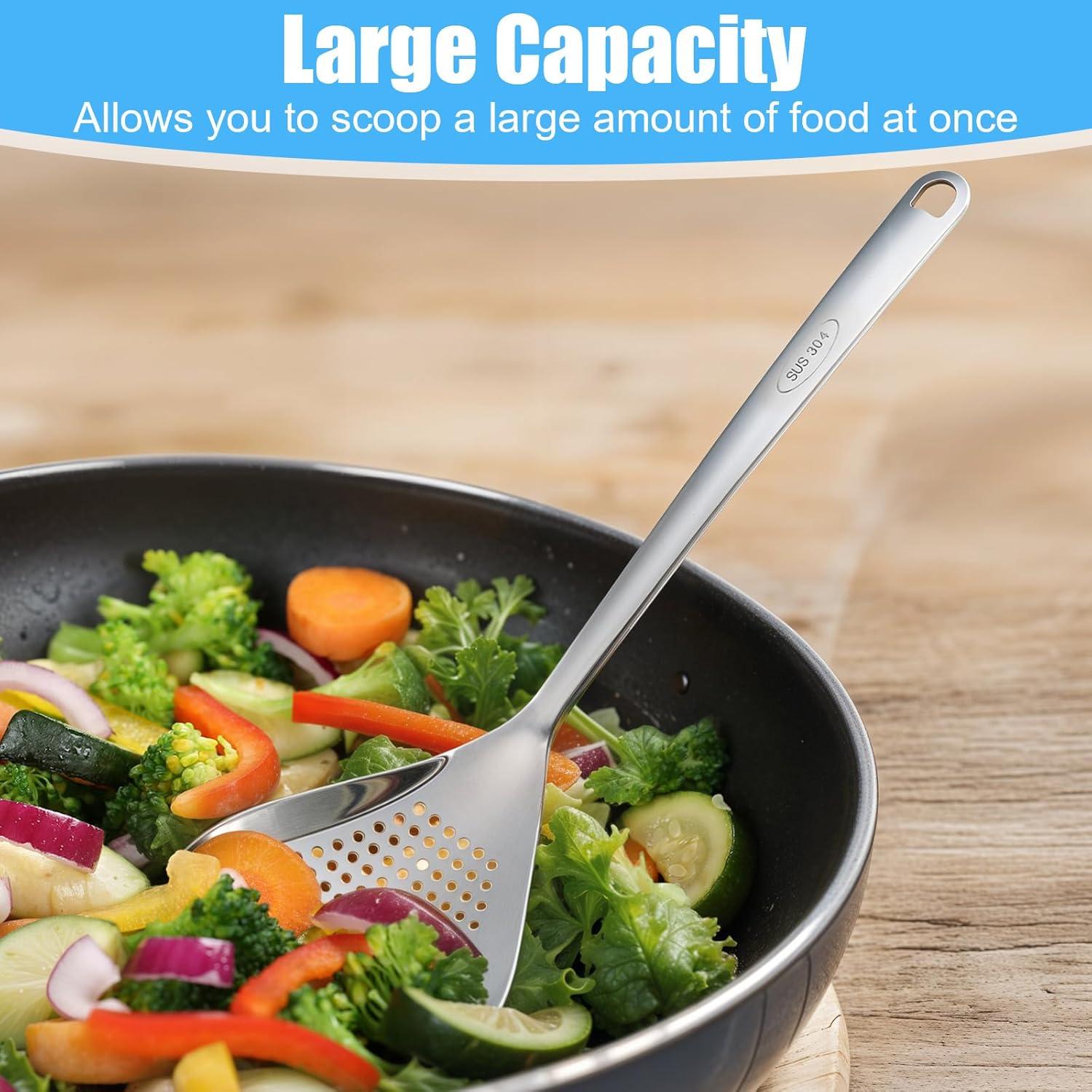 Set de 4 Cucharones Ranurados Sibba de Acero Inoxidable 33.4 y 39.6 cm