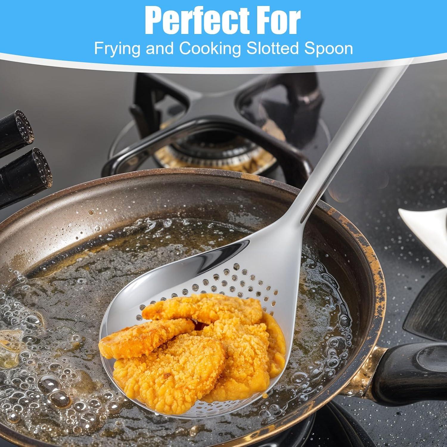 Set de 4 Cucharones Ranurados Sibba de Acero Inoxidable 33.4 y 39.6 cm