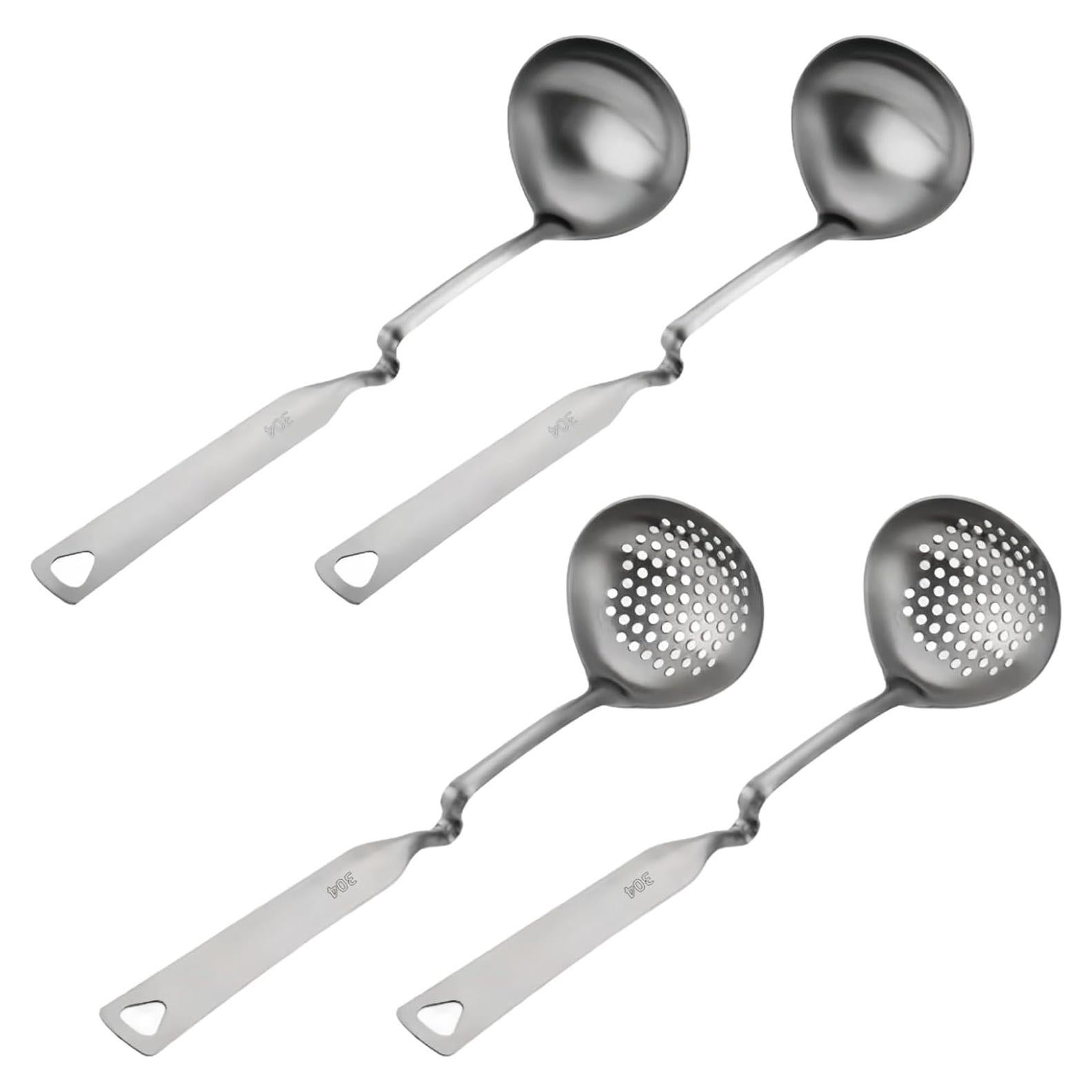 Juego de 4 cucharones de acero inoxidable Toyosport - Sopa y perforados