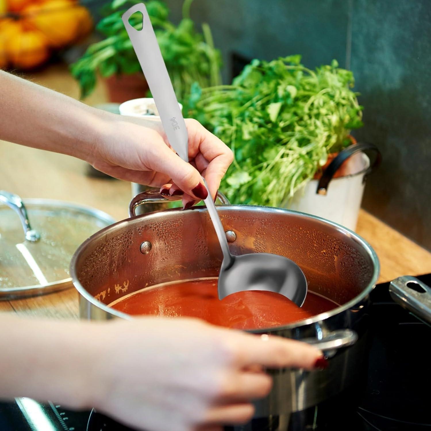 Juego de 4 cucharones de acero inoxidable Toyosport - Sopa y perforados