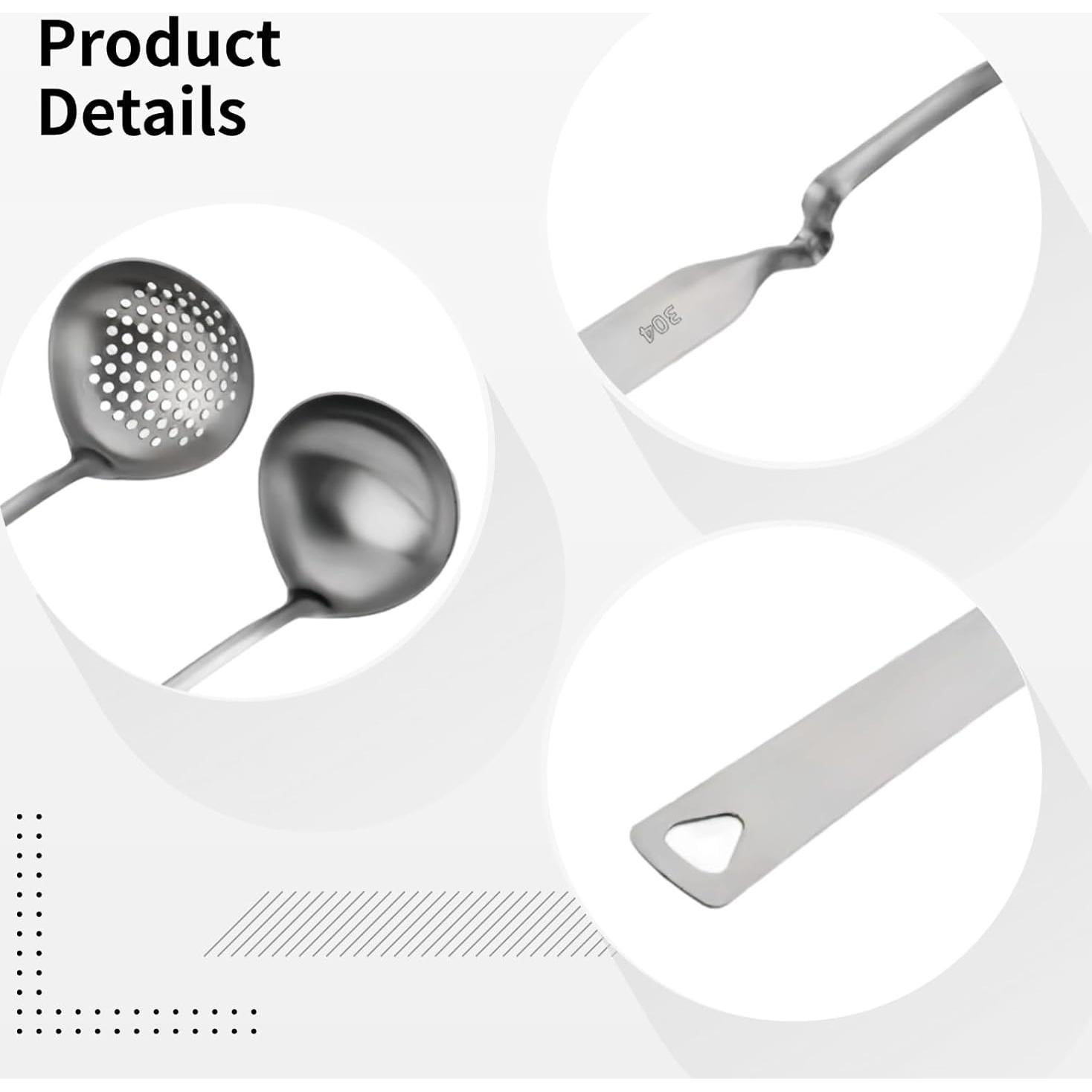 Juego de 4 cucharones de acero inoxidable Toyosport - Sopa y perforados