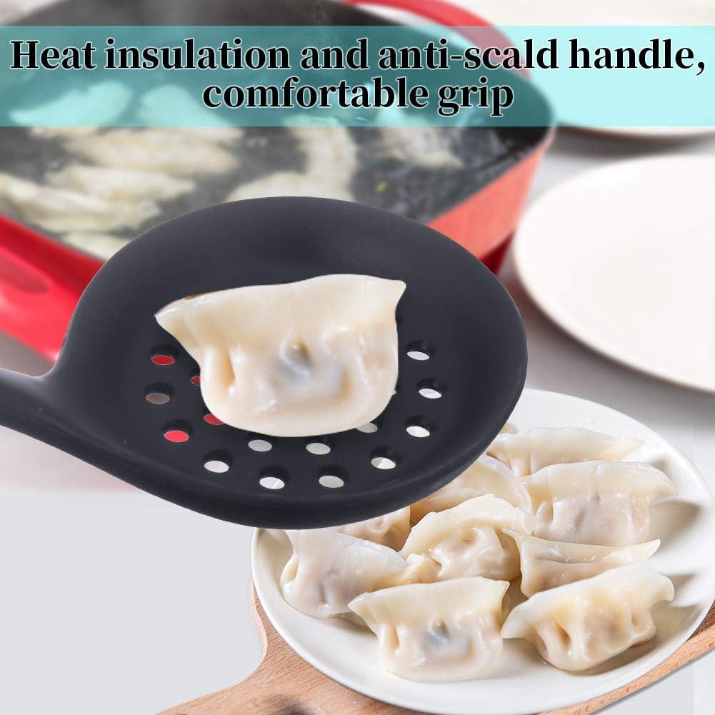 Cuchara Ranurada de Silicona 77L con Mango Ergonómico - Negro