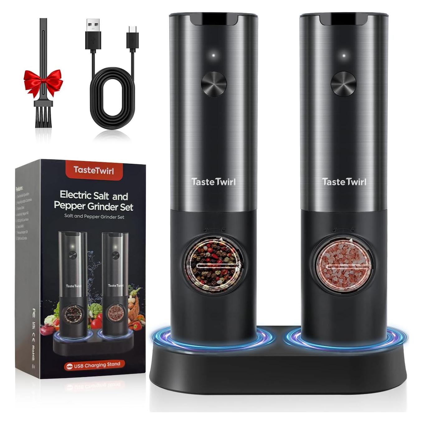 Juego de Molinillos Eléctricos de Sal y Pimienta TasteTwirl