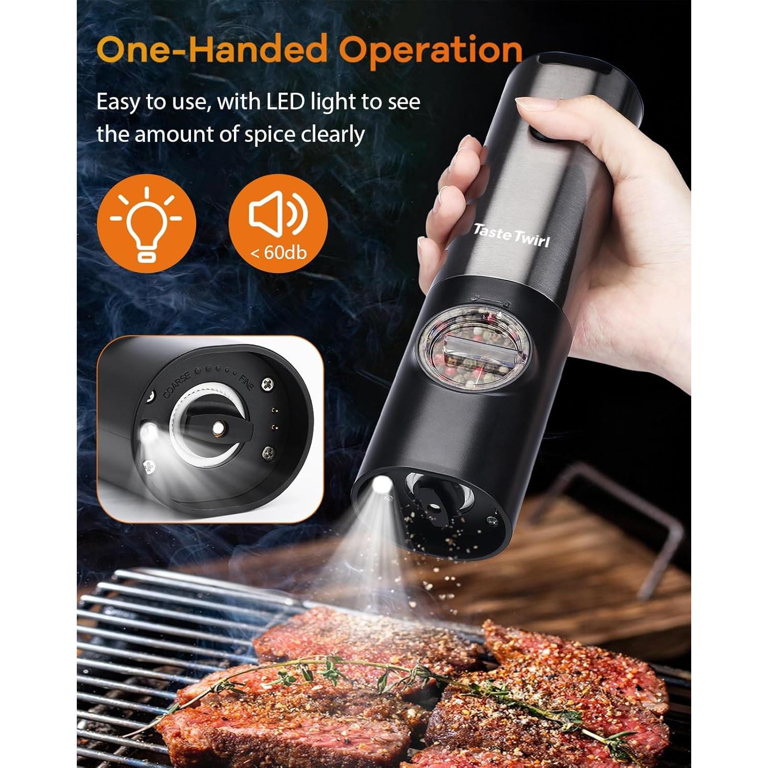 Juego de Molinillos Eléctricos de Sal y Pimienta TasteTwirl