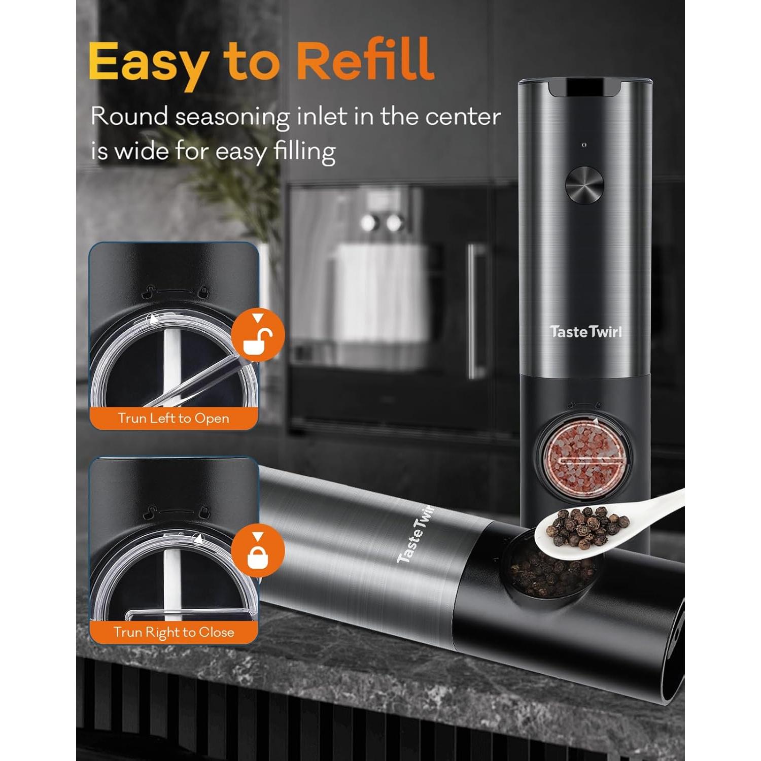 Juego de Molinillos Eléctricos de Sal y Pimienta TasteTwirl