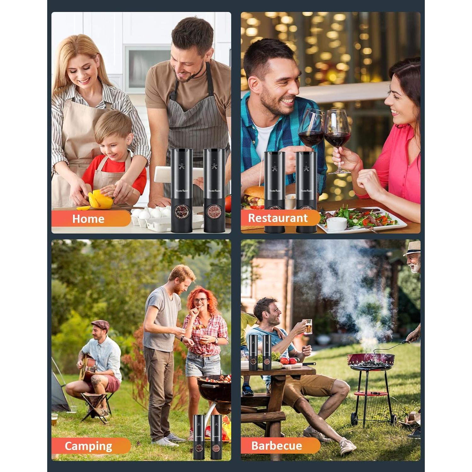 Juego de Molinillos Eléctricos de Sal y Pimienta TasteTwirl