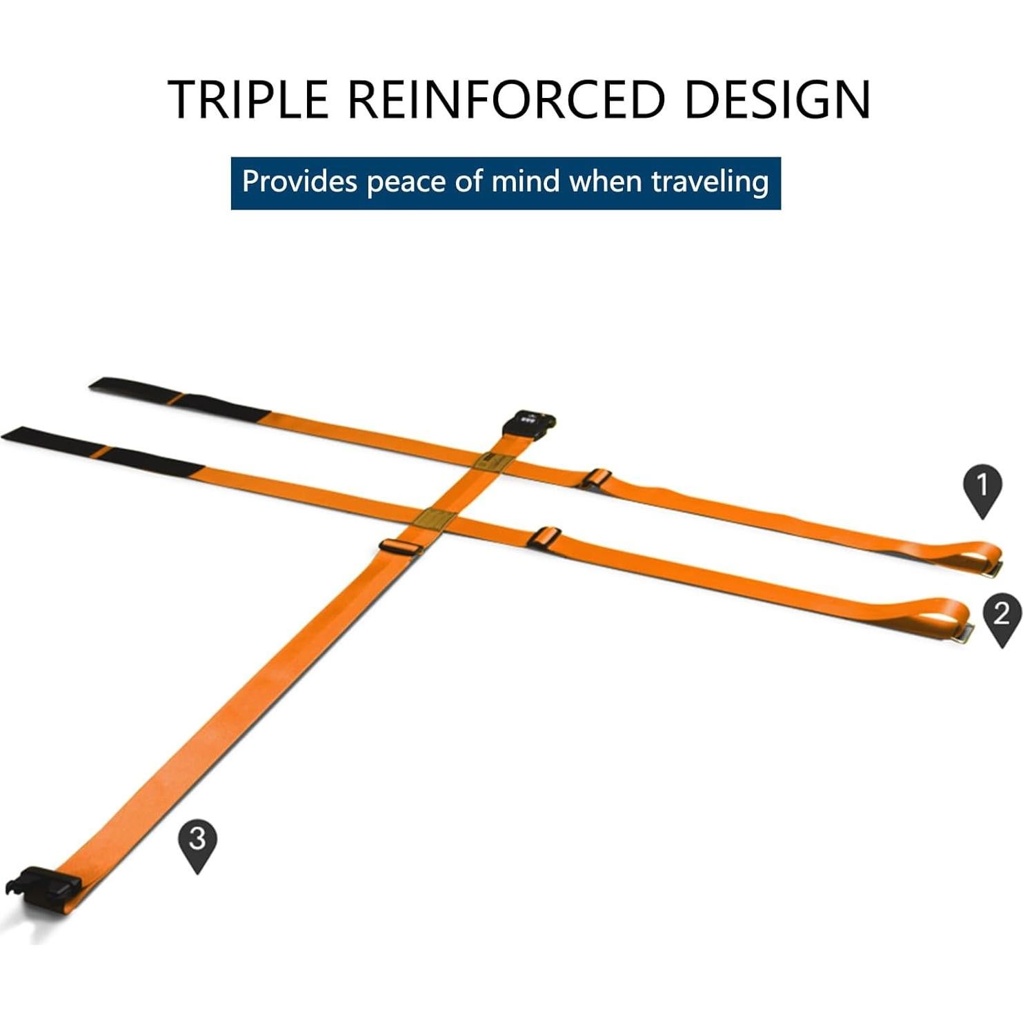 Correas de Equipaje Linpr Doble Cruz Naranja Ajustables