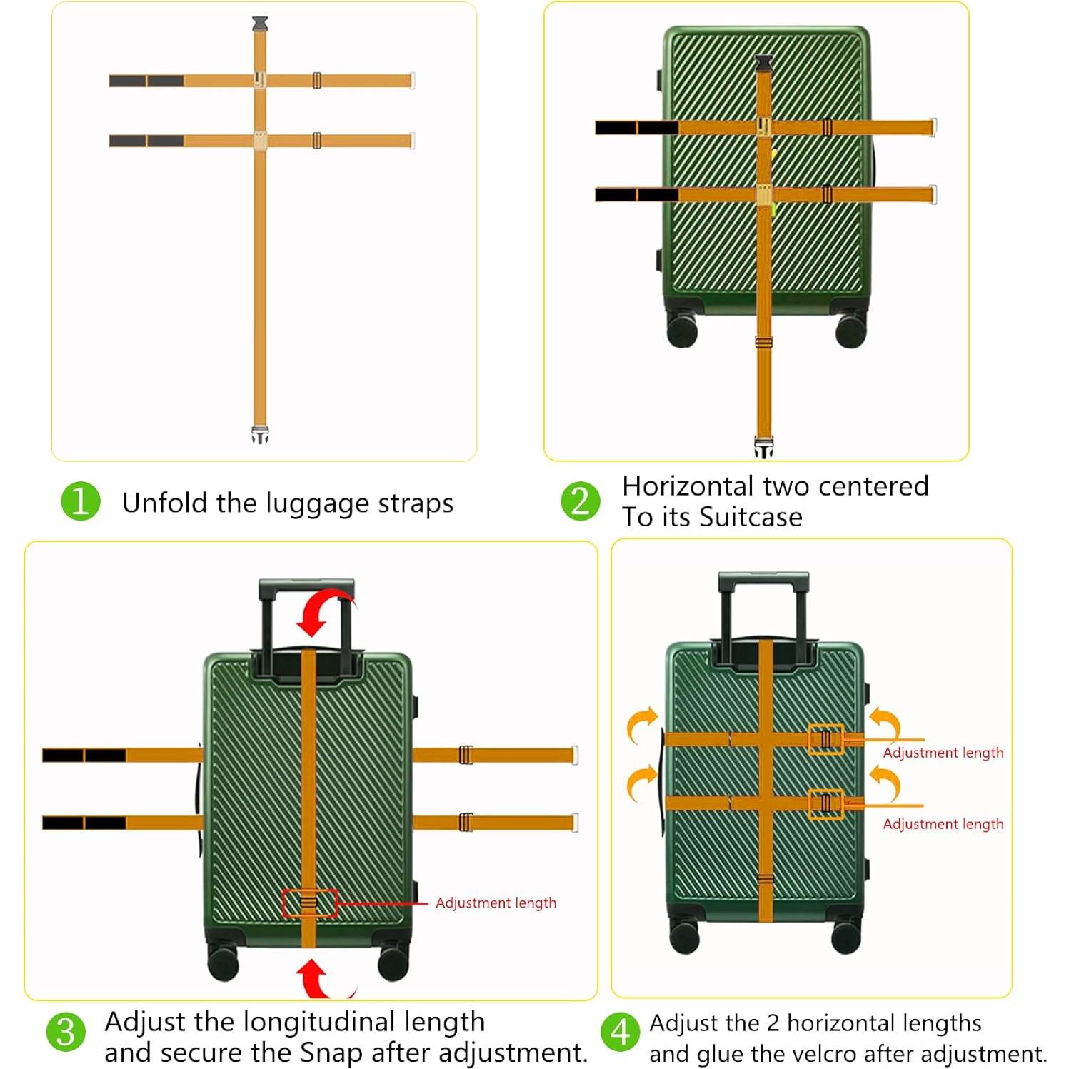 Correas de Equipaje Linpr Doble Cruz Naranja Ajustables