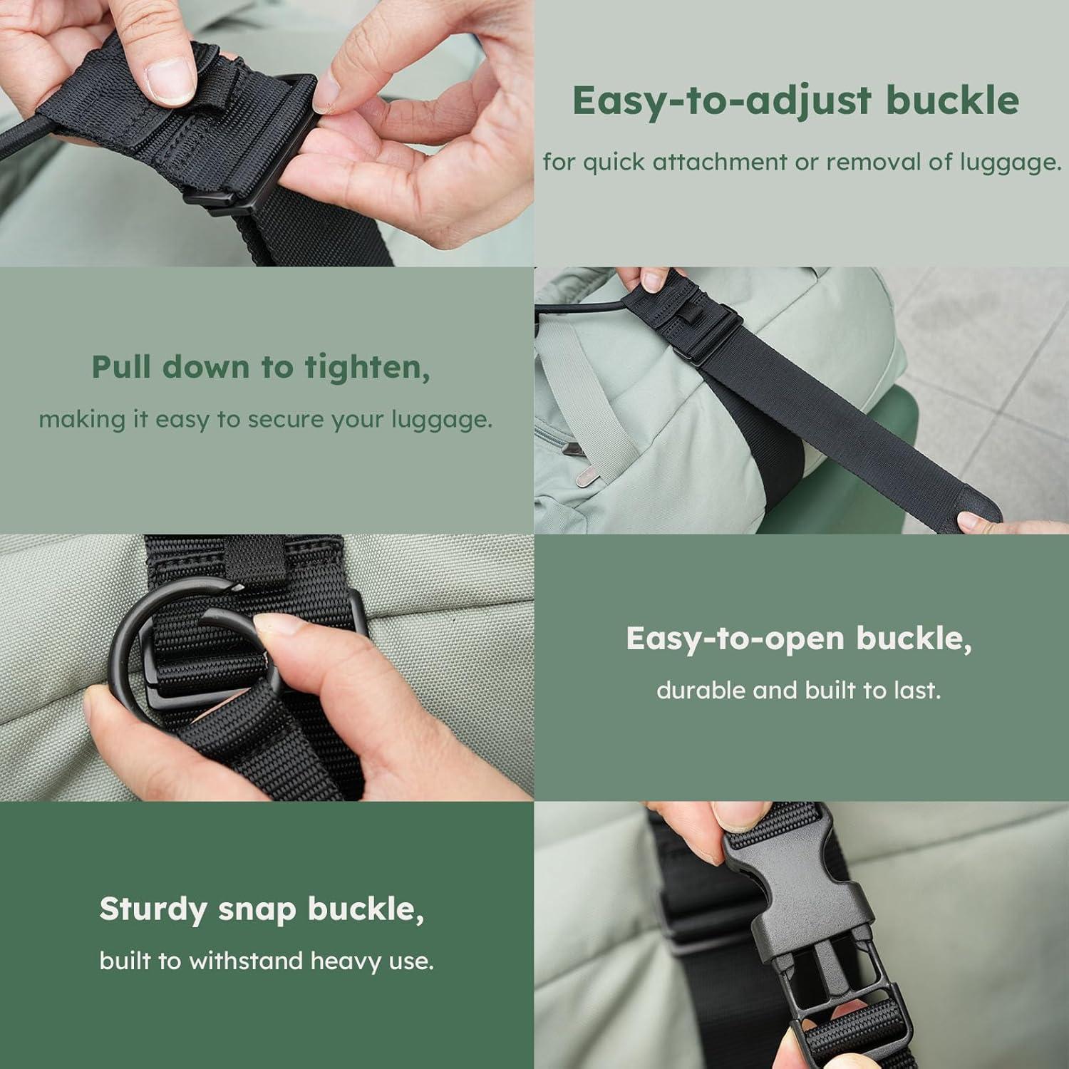 Correas de Equipaje 2-en-1 Veromark Nylon Ajustables 20kg Negro