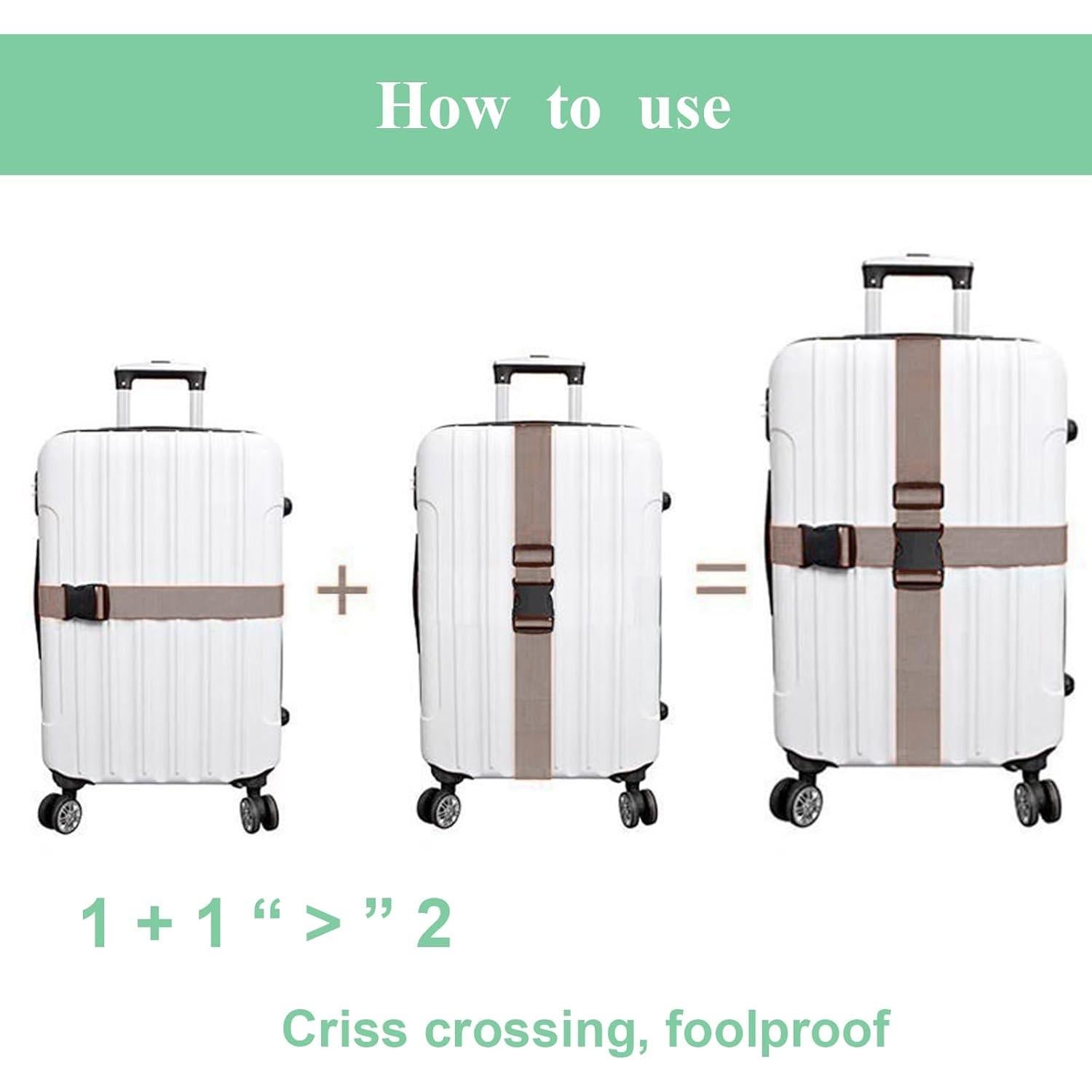 Juego de 4 correas de equipaje CHIVOLONA + 2 etiquetas azul