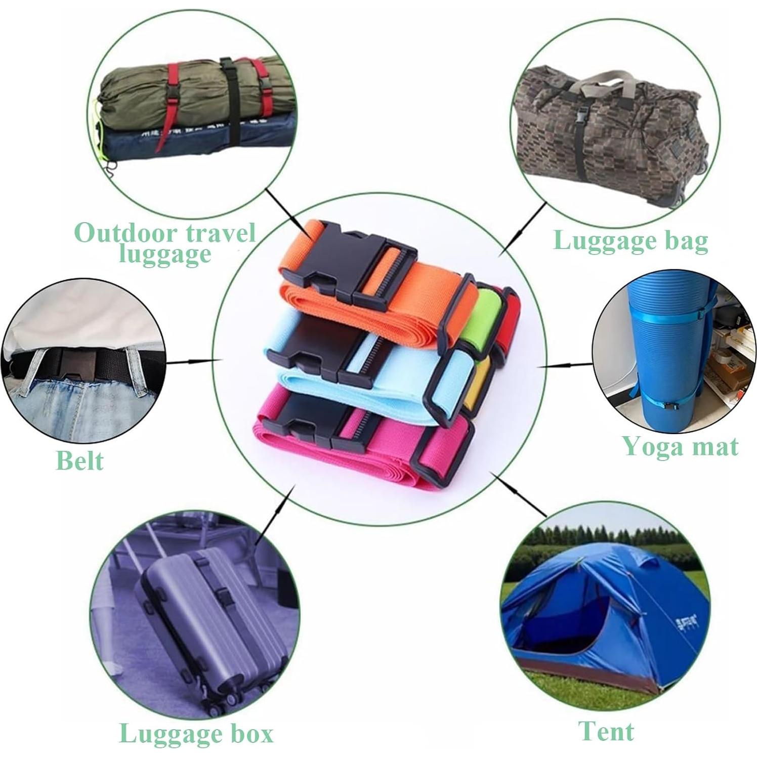 Juego de 4 correas de equipaje CHIVOLONA + 2 etiquetas azul