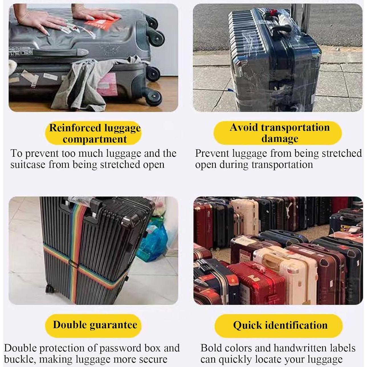 Juego de 4 correas de equipaje CHIVOLONA + 2 etiquetas azul