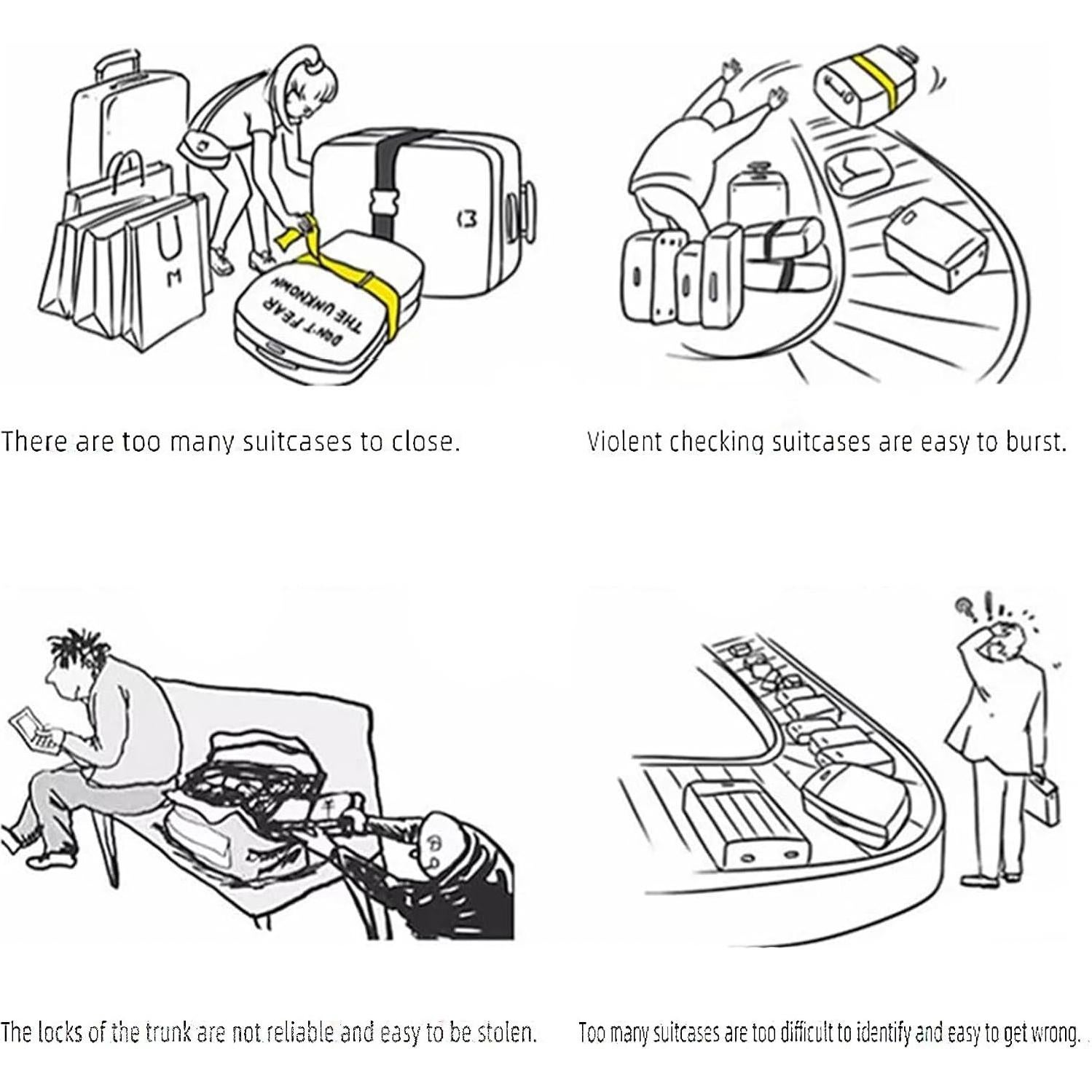 Juego de 4 correas de equipaje CHIVOLONA + 2 etiquetas azul