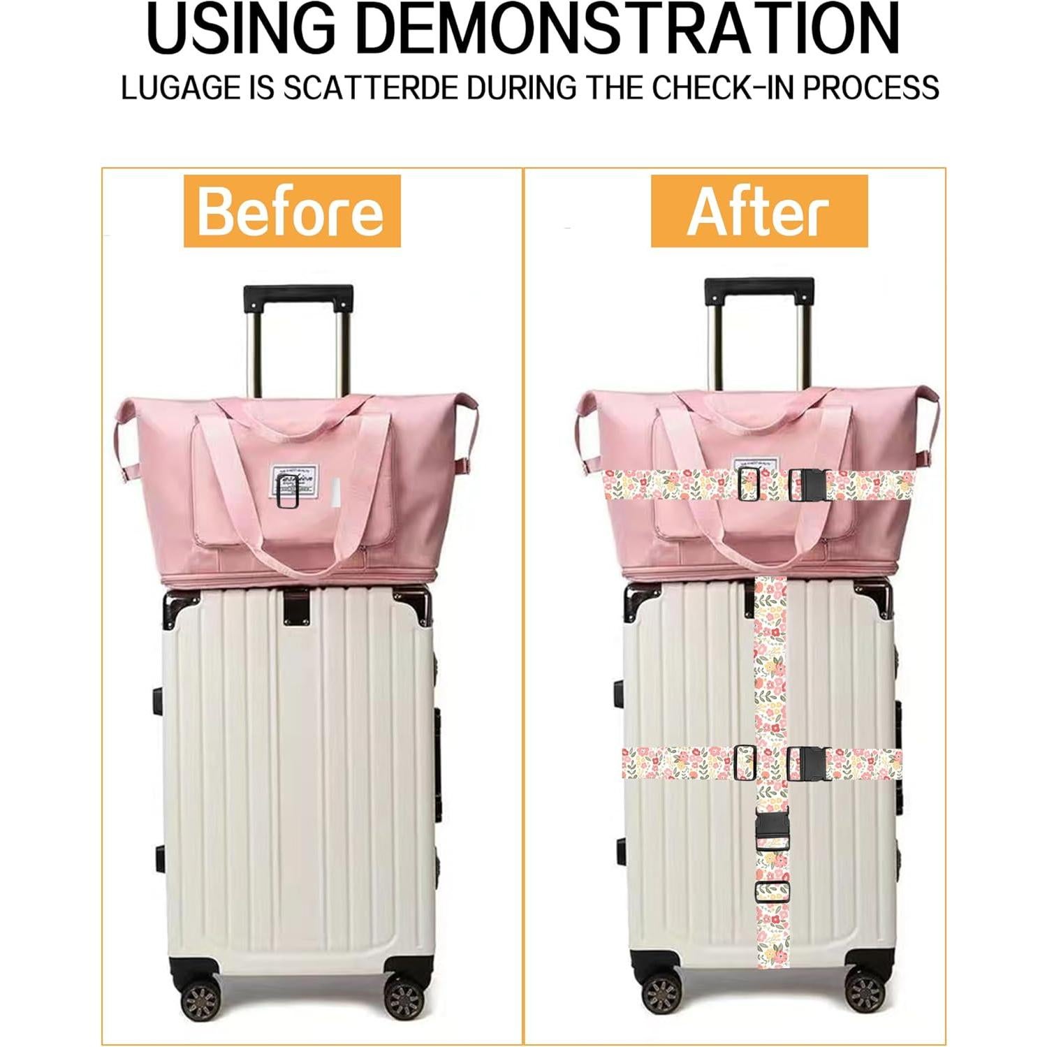 Correas de Equipaje Ajustables ASJHFDIR - Flores Bonitas