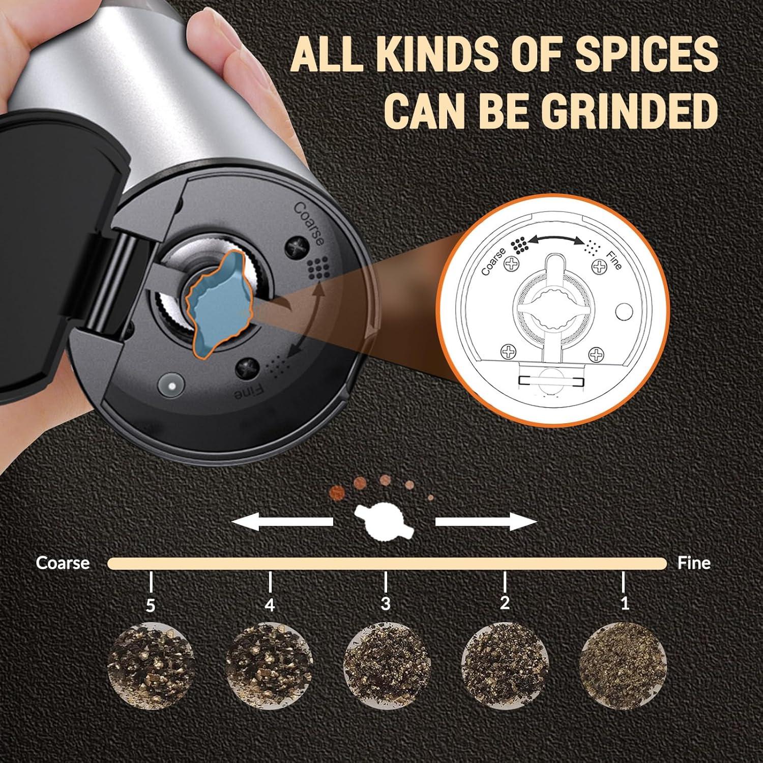 Juego de Molinillos Eléctricos de Sal y Pimienta JINGASA 120ml