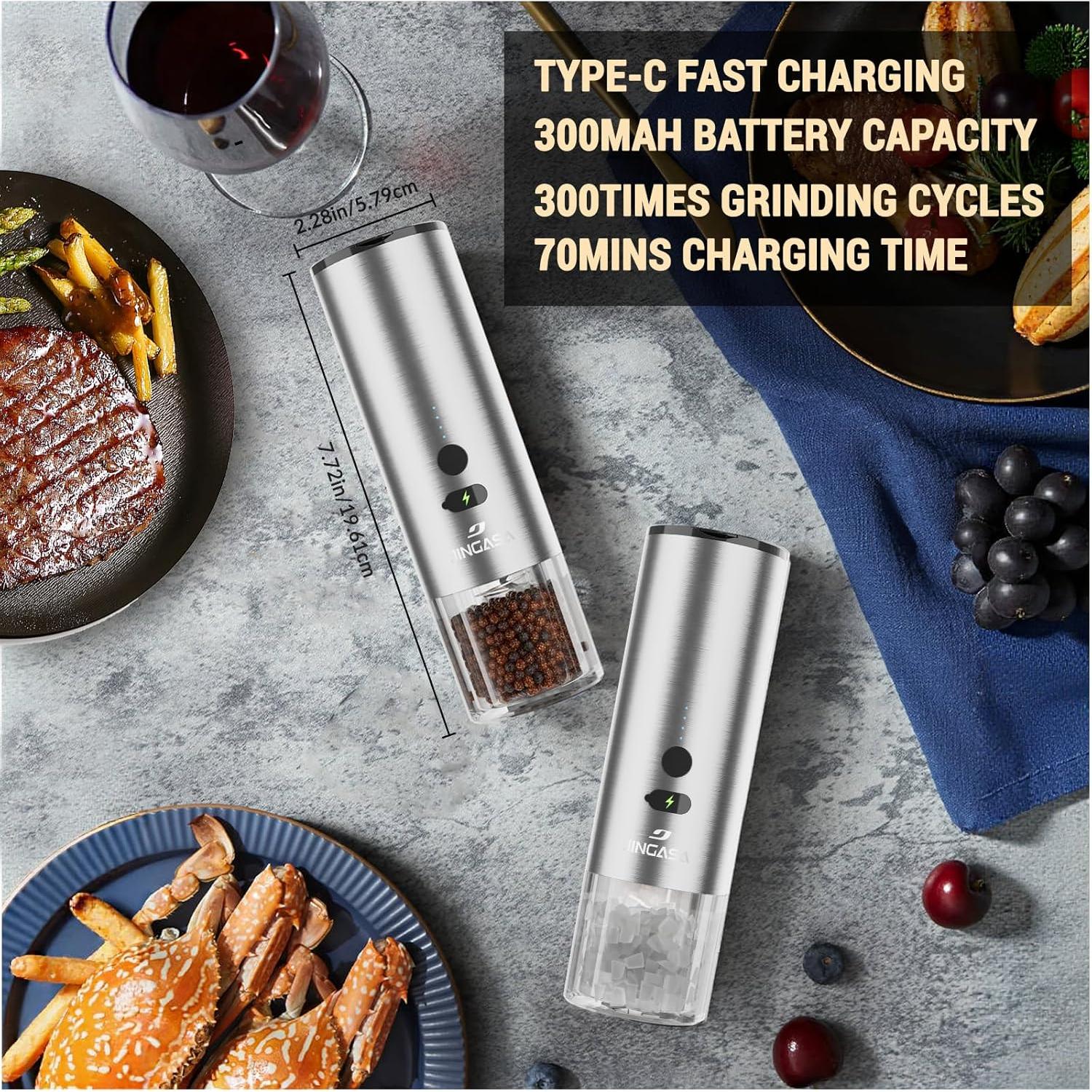 Juego de Molinillos Eléctricos de Sal y Pimienta JINGASA 120ml