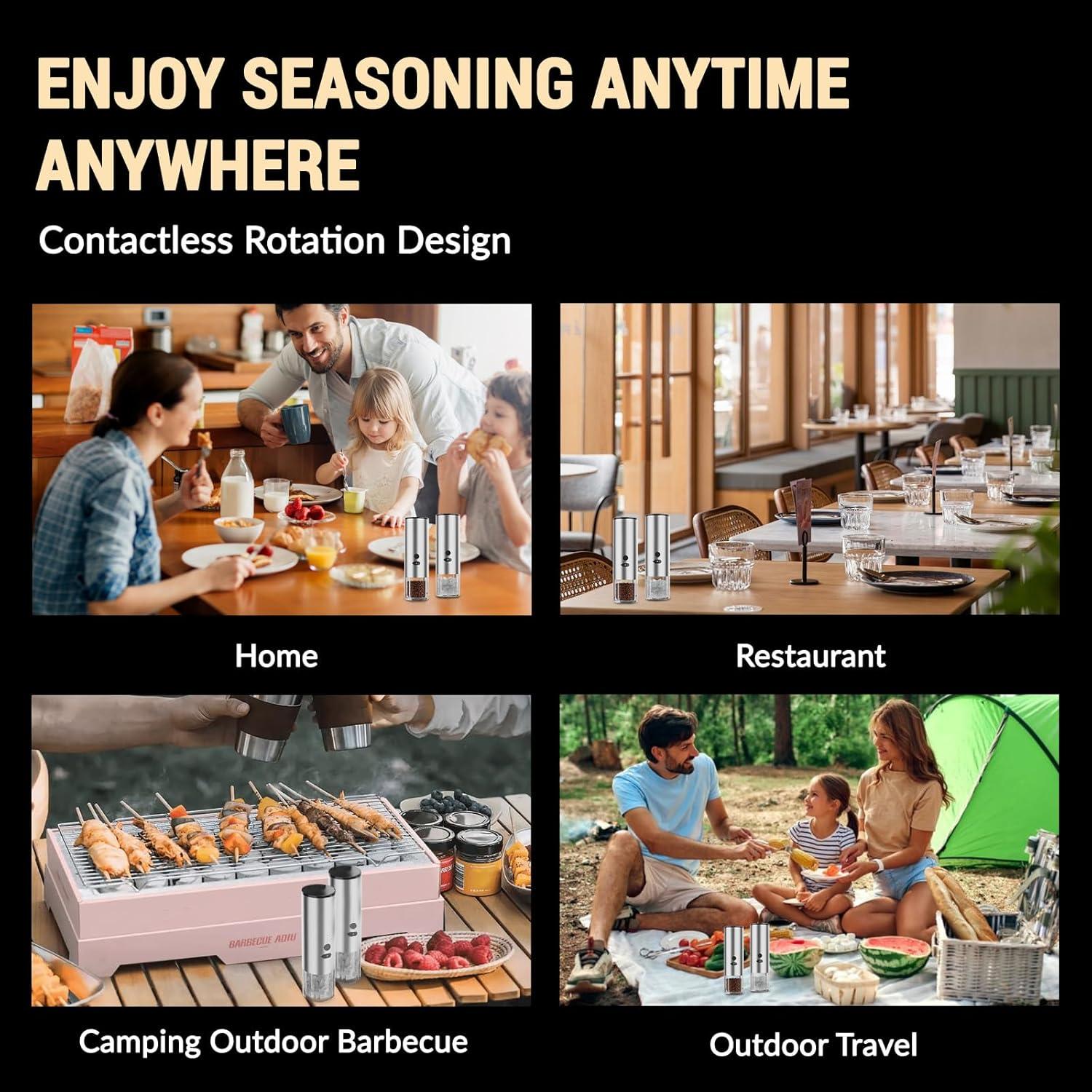 Juego de Molinillos Eléctricos de Sal y Pimienta JINGASA 120ml