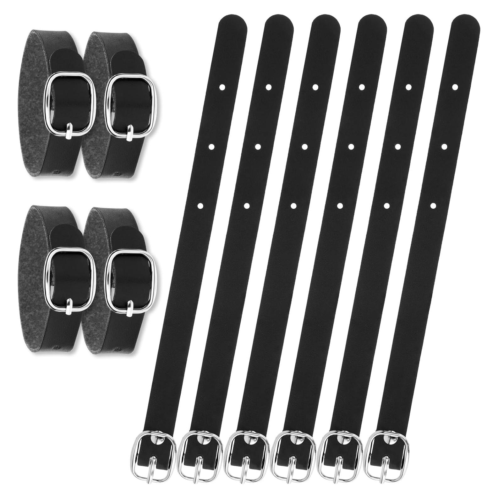 10 Correas de Etiqueta de Equipaje Josojoou de Cuero PU Negro