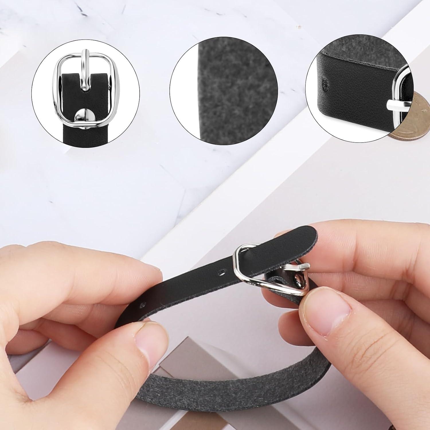 10 Correas de Etiqueta de Equipaje Josojoou de Cuero PU Negro