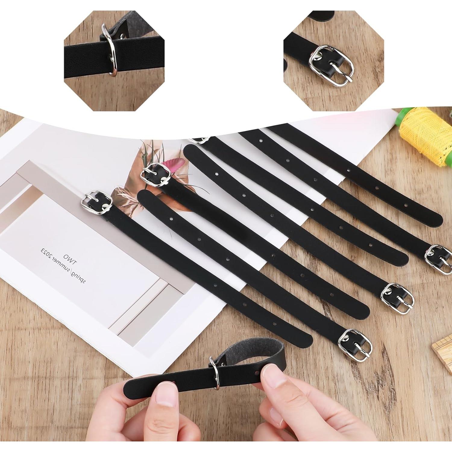 10 Correas de Etiqueta de Equipaje Josojoou de Cuero PU Negro