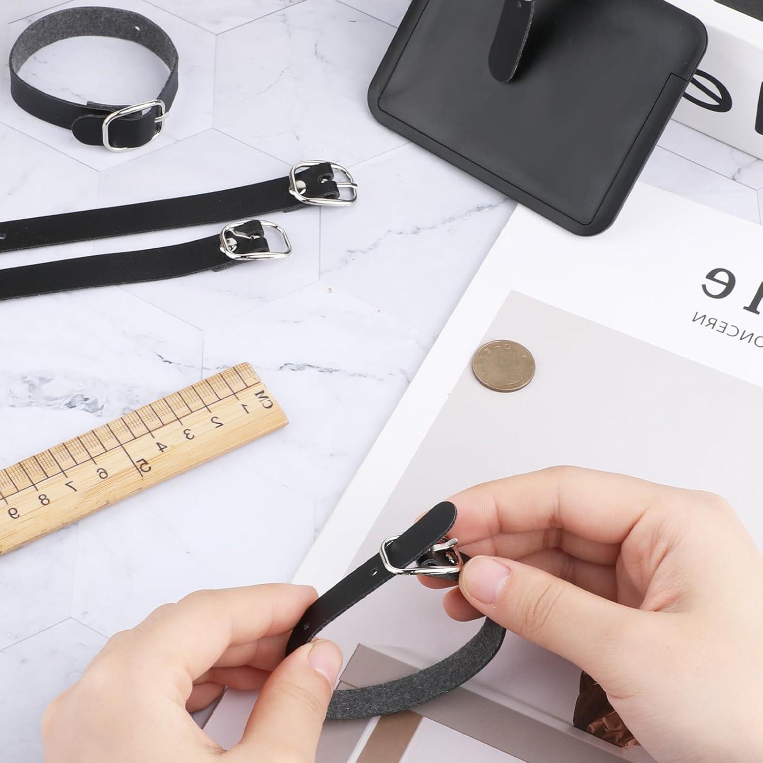 10 Correas de Etiqueta de Equipaje Josojoou de Cuero PU Negro