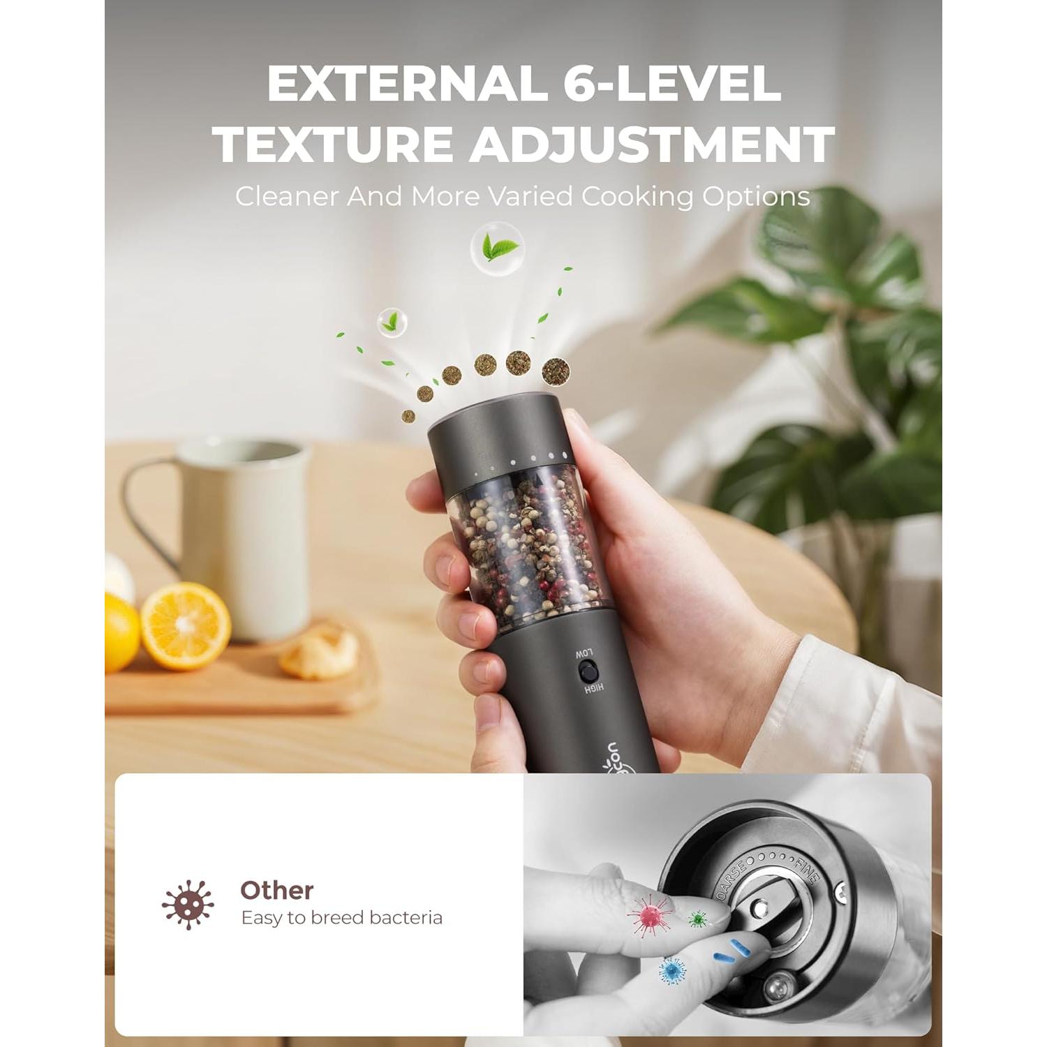 Molinillos Eléctricos de Sal y Pimienta Sangcon 95ml Gris