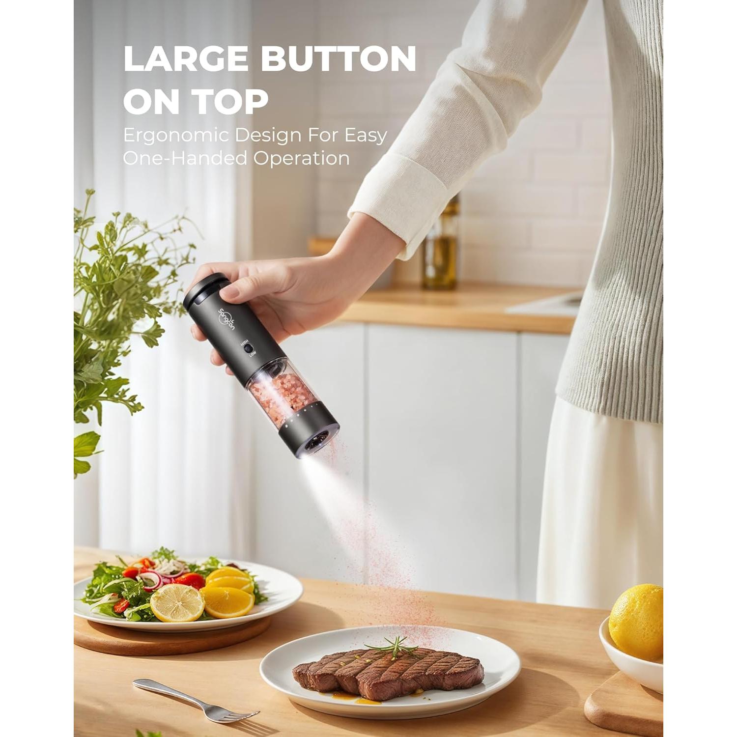 Molinillos Eléctricos de Sal y Pimienta Sangcon 95ml Gris