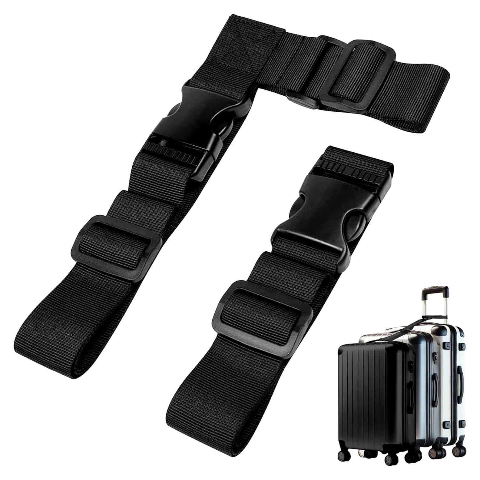 Juego de 2 correas ajustables para equipaje Tienyuu - Nylon negro